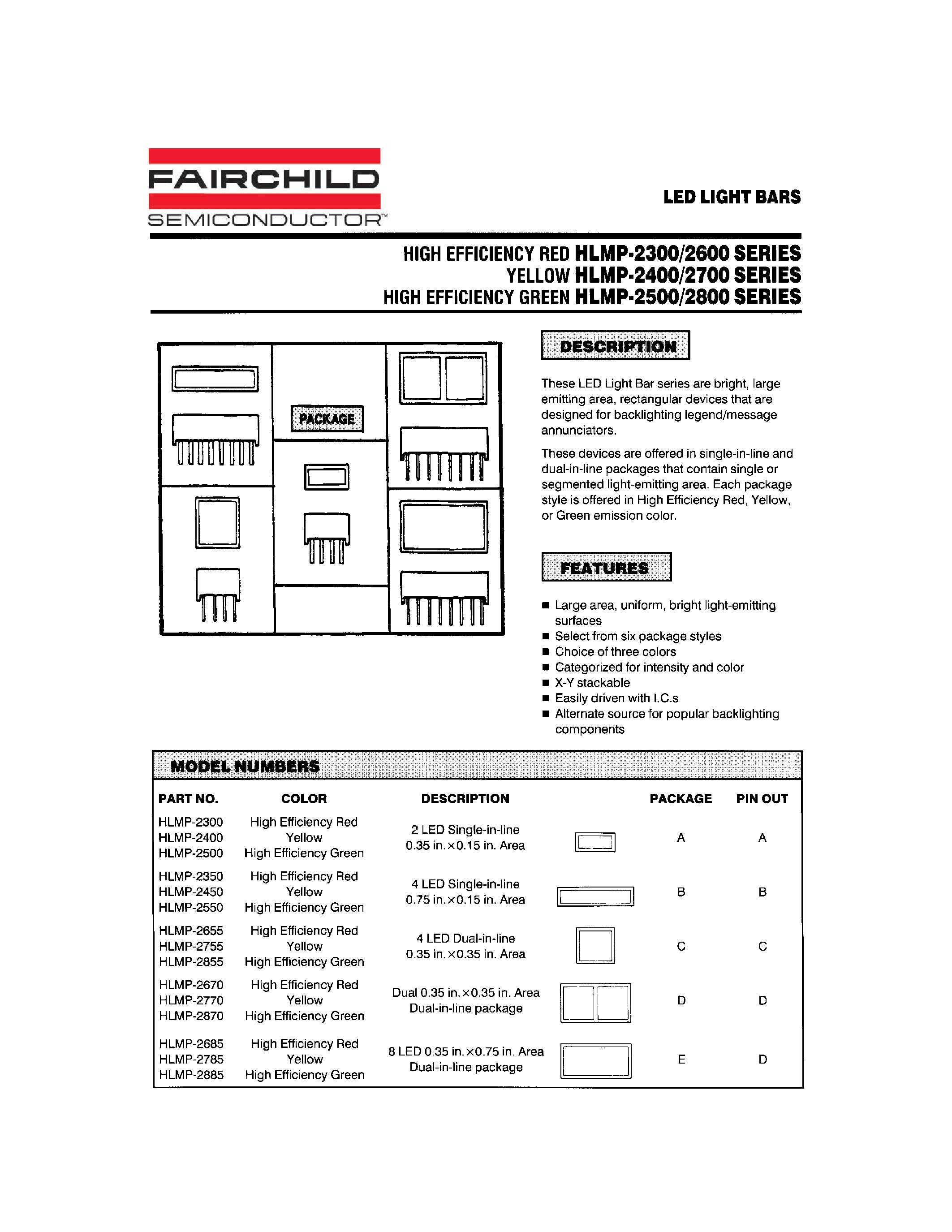 Datasheet HLMP-2300 - (HLMP-2xxx) LED LIGHT BARS page 1