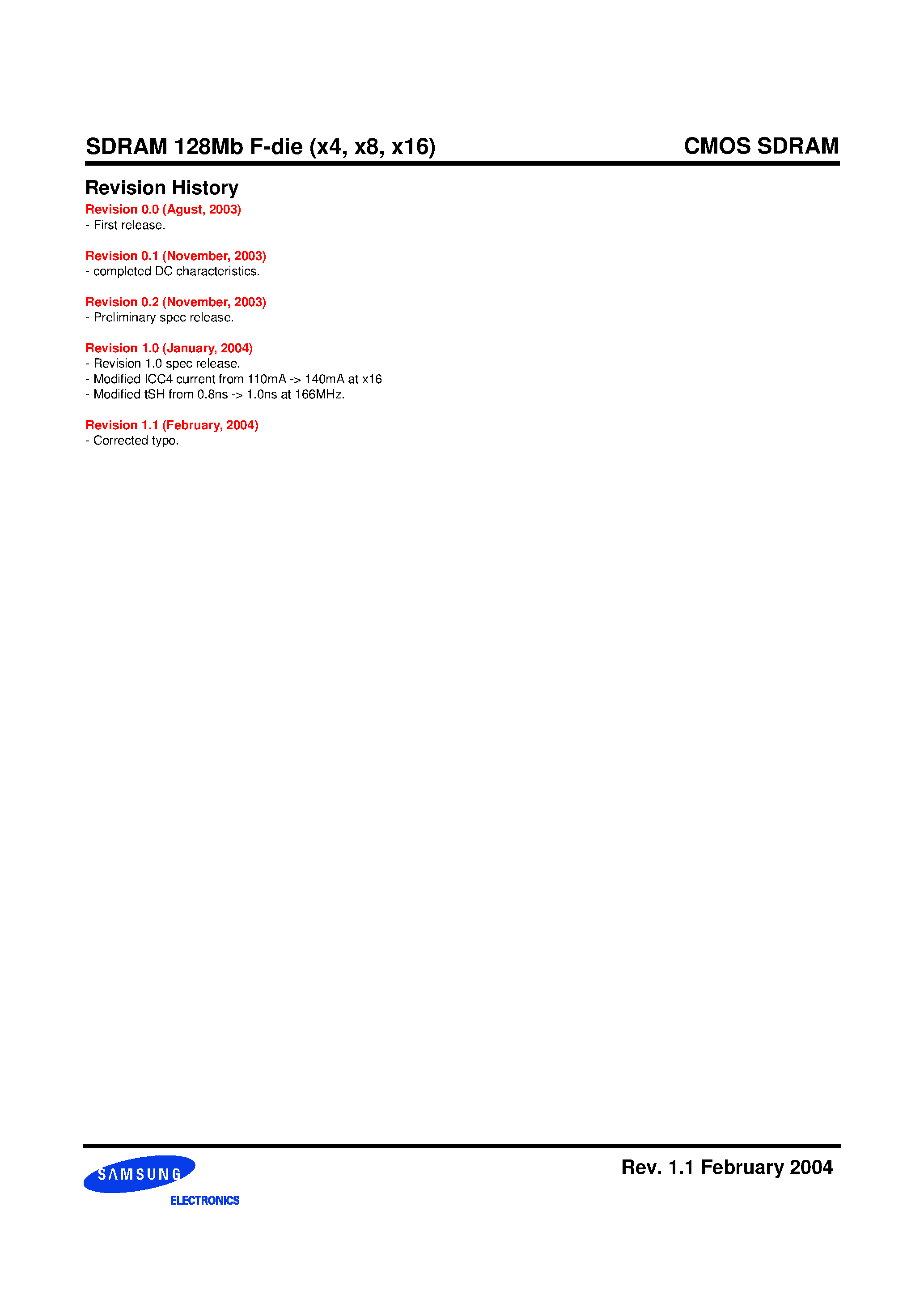 Datasheet K4S281632F-Txx - 128Mb F-die SDRAM Specification page 2