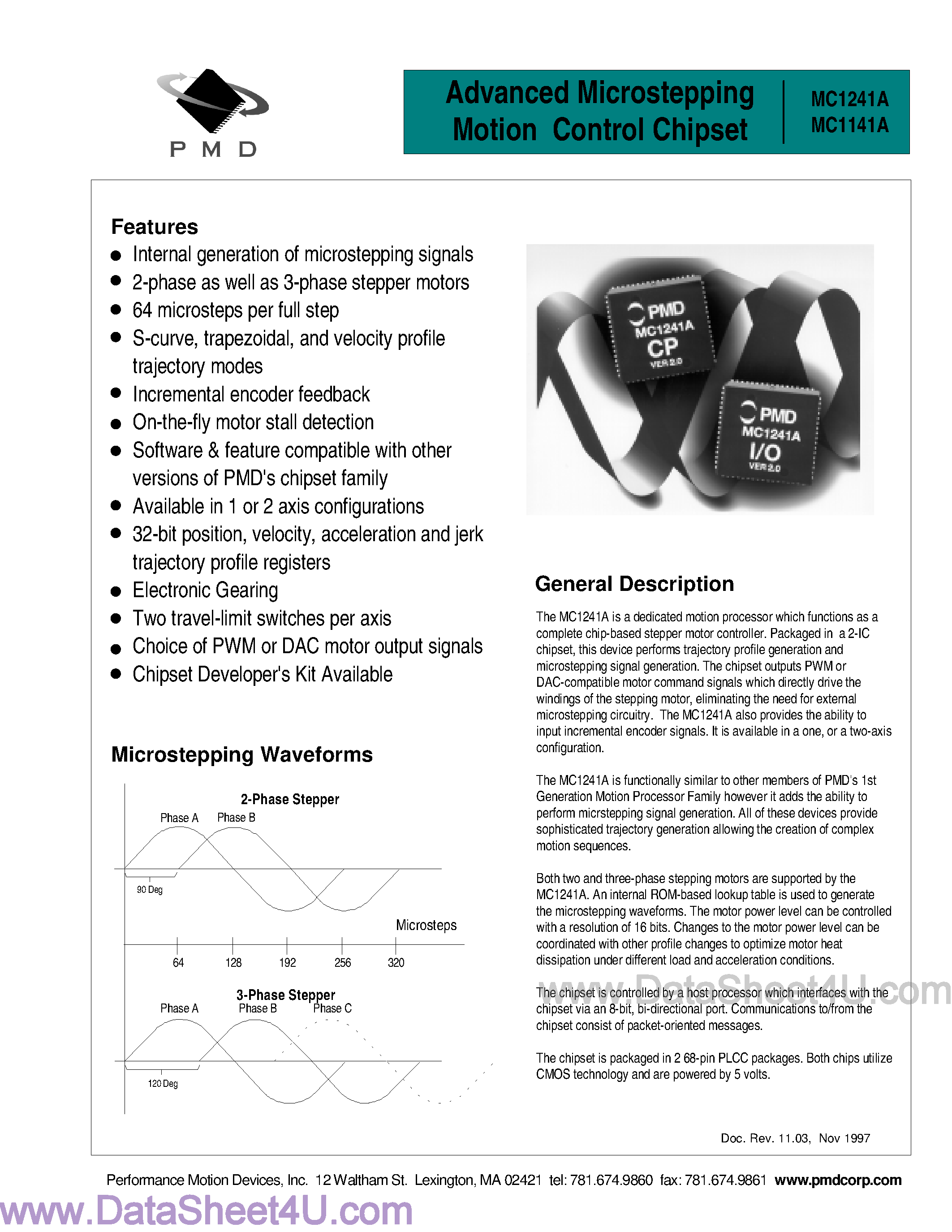 Datasheet MC1141A - (MC1141A / MC1241A) Advanced Microstepping Motion Control Chipset page 1