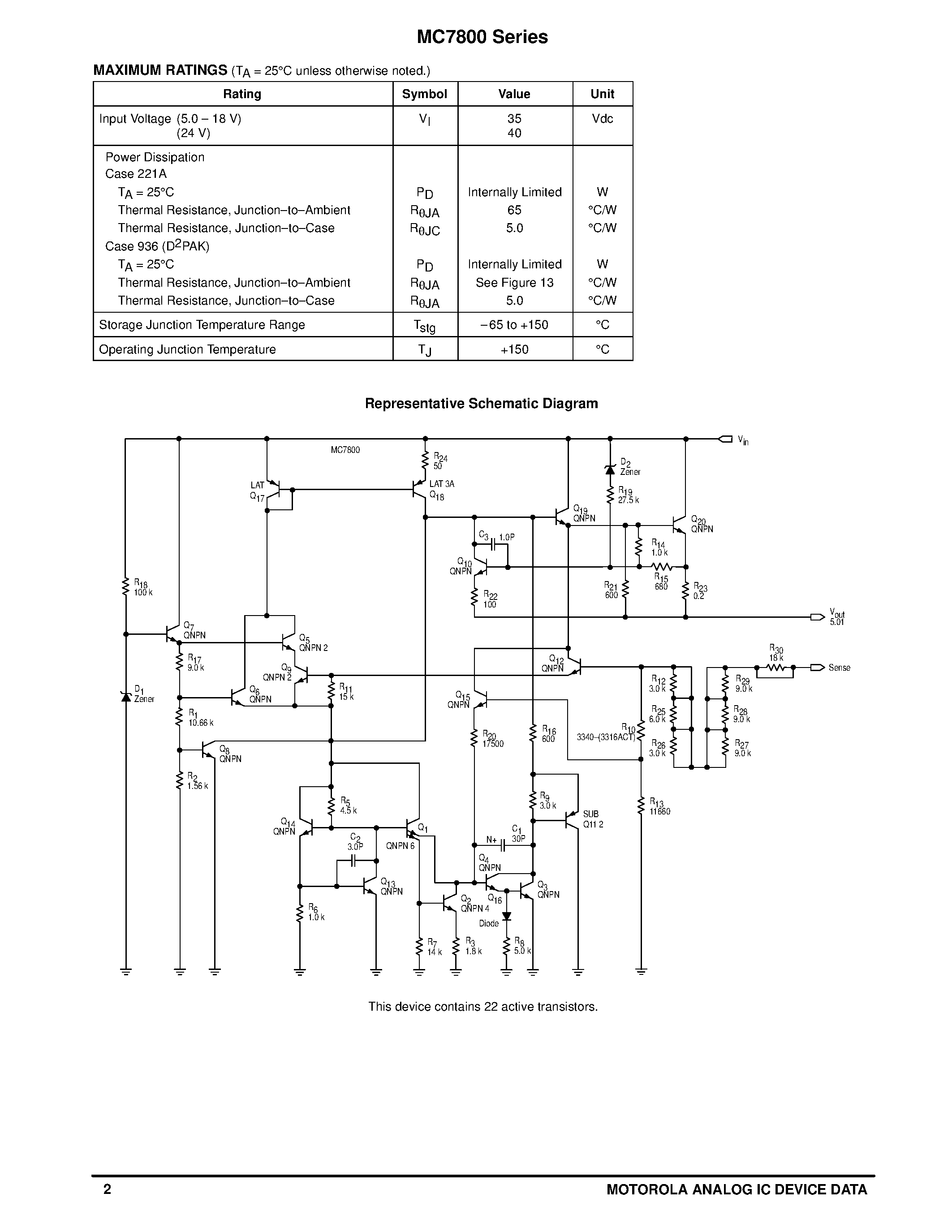 Даташит MC7805 - (MC7800 Series) Three Terminal Positive Fixed Voltage Regulators страница 2