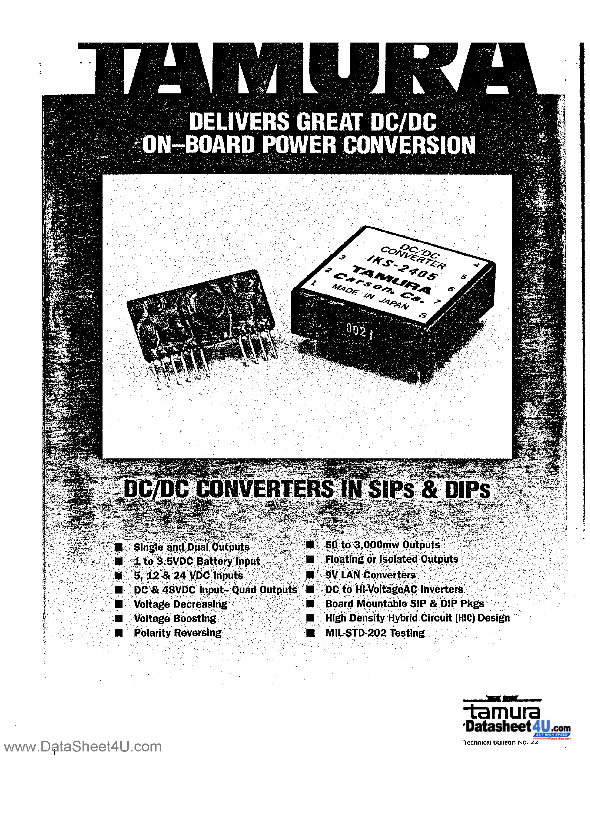 Datasheet CX101 - DC/DC Power Converter page 1