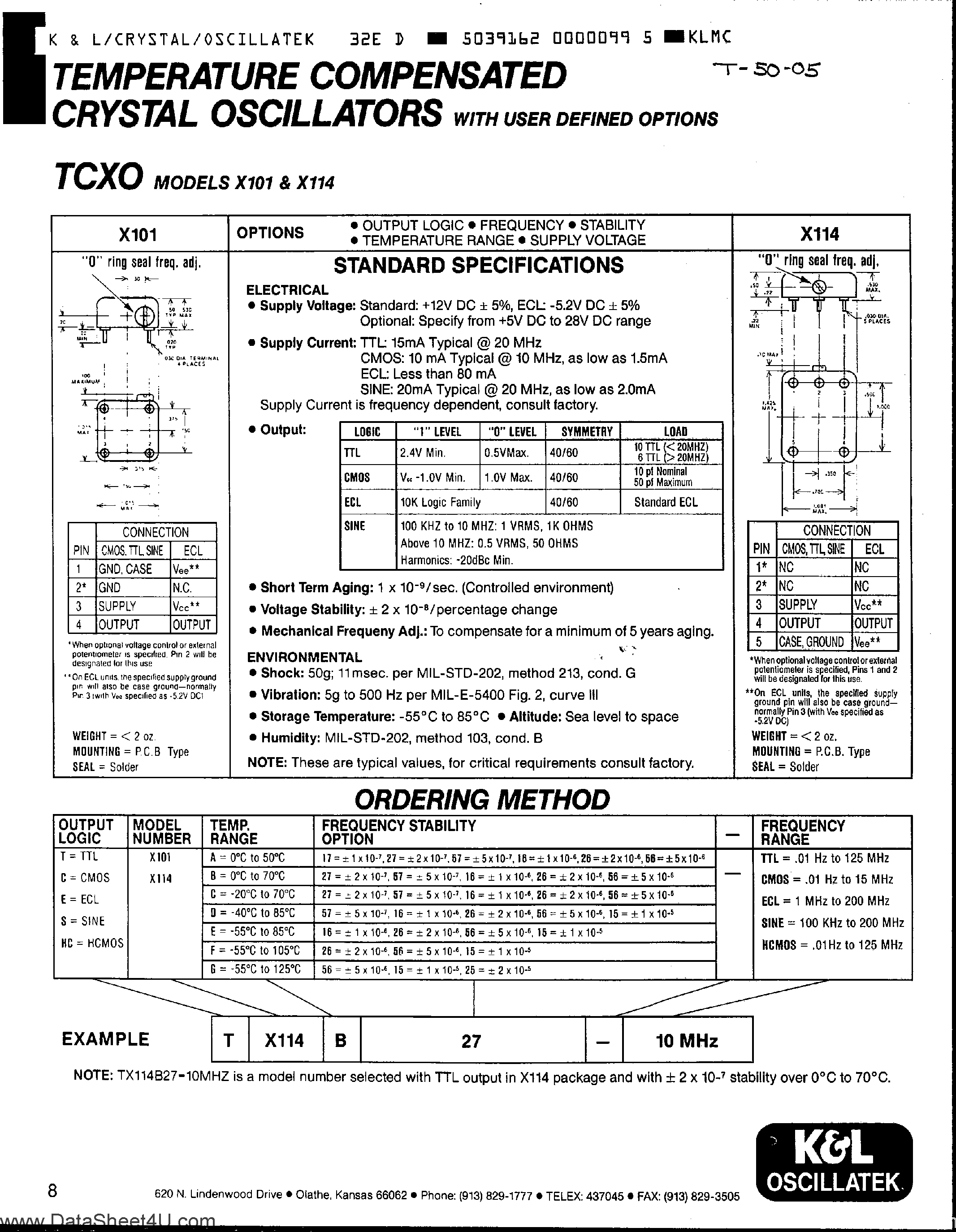 Datasheet CX101 - Crystal Oscillators page 1