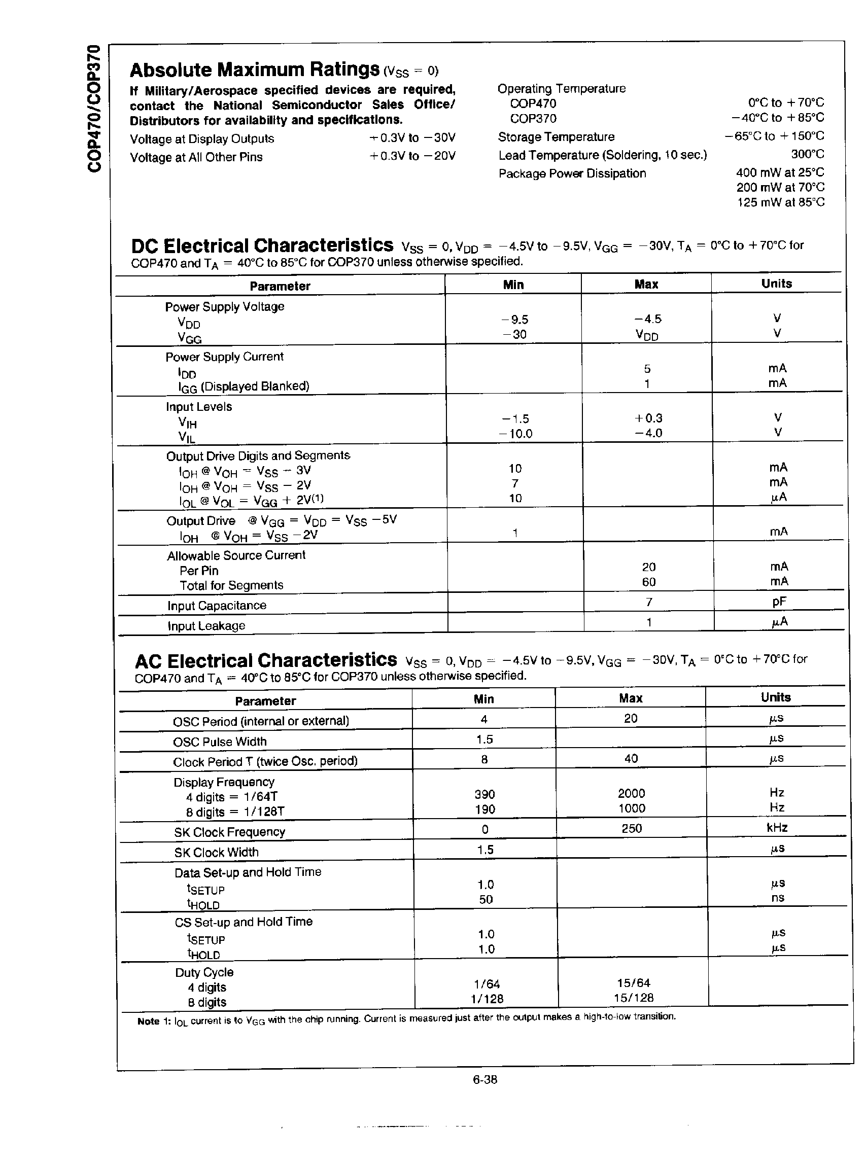 Datasheet COP370 - (COP370 / COP470) V.F. Display Driver page 2