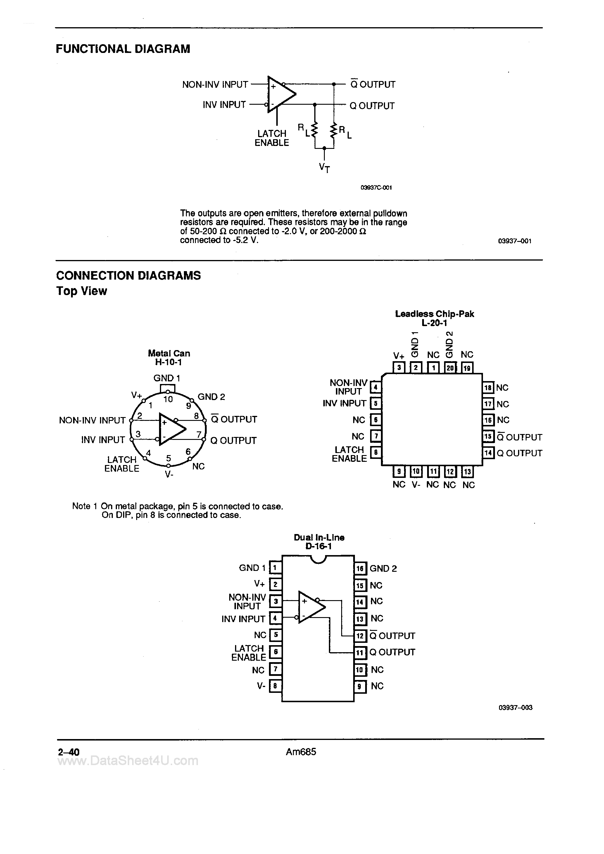 Datasheet AM685 - Voltage Comparator page 2