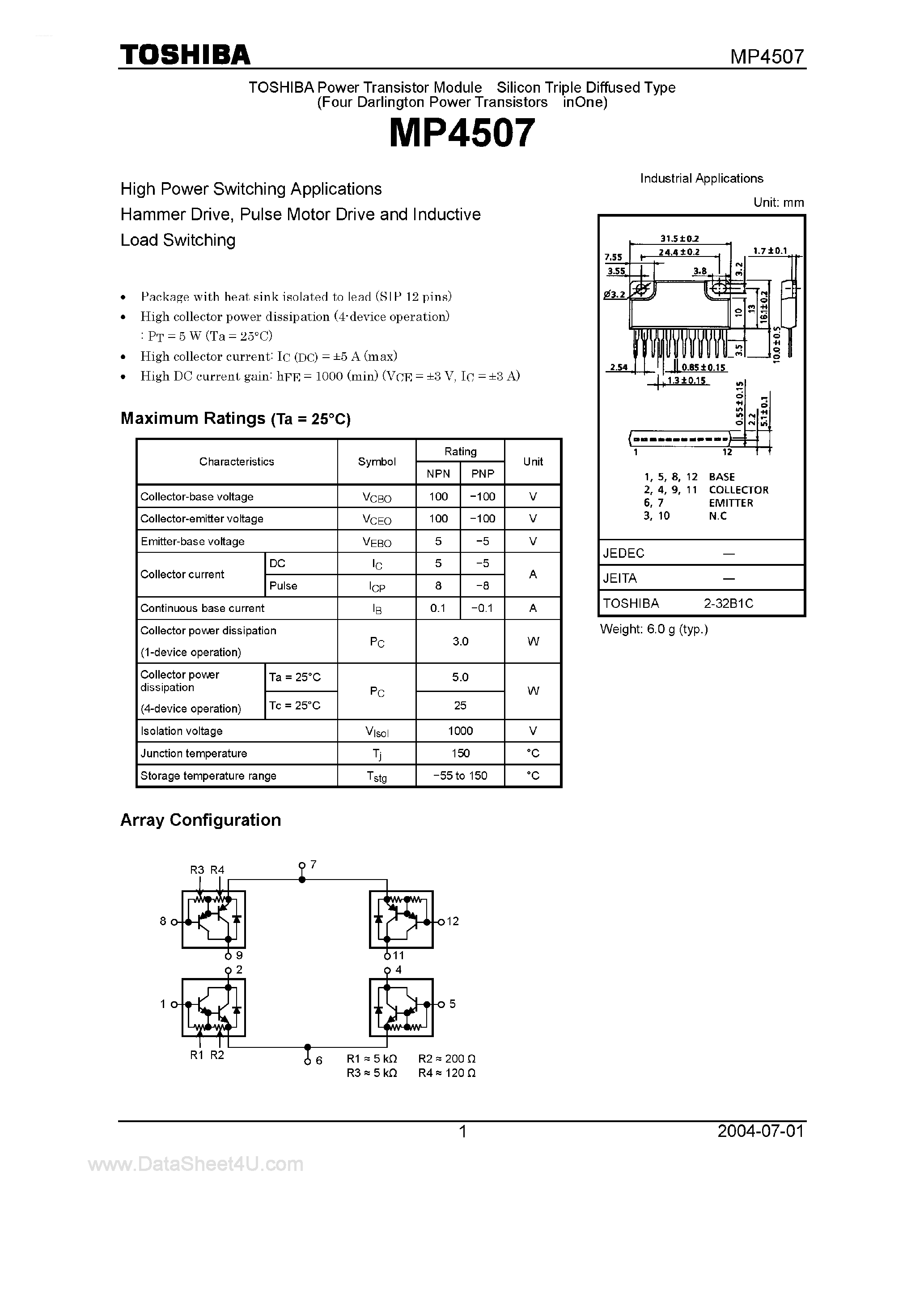 Datasheet MP4507 - Power Transistor Module page 1