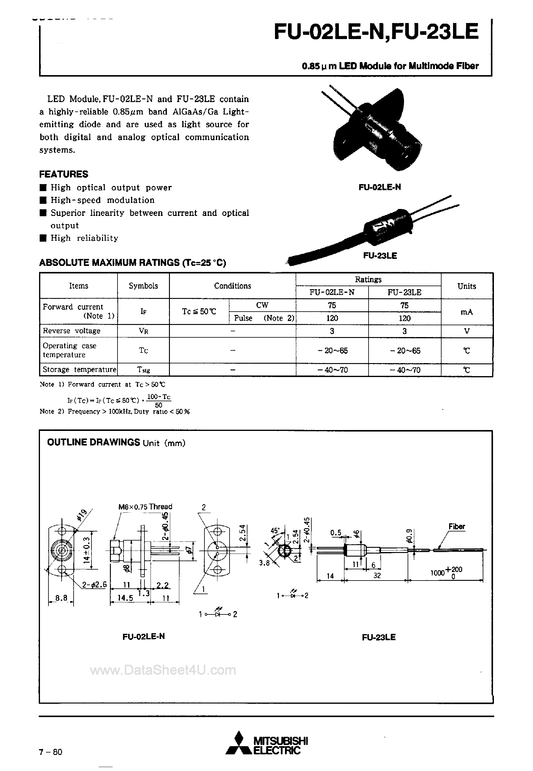 Datasheet FU02LE-N - LED Module page 1
