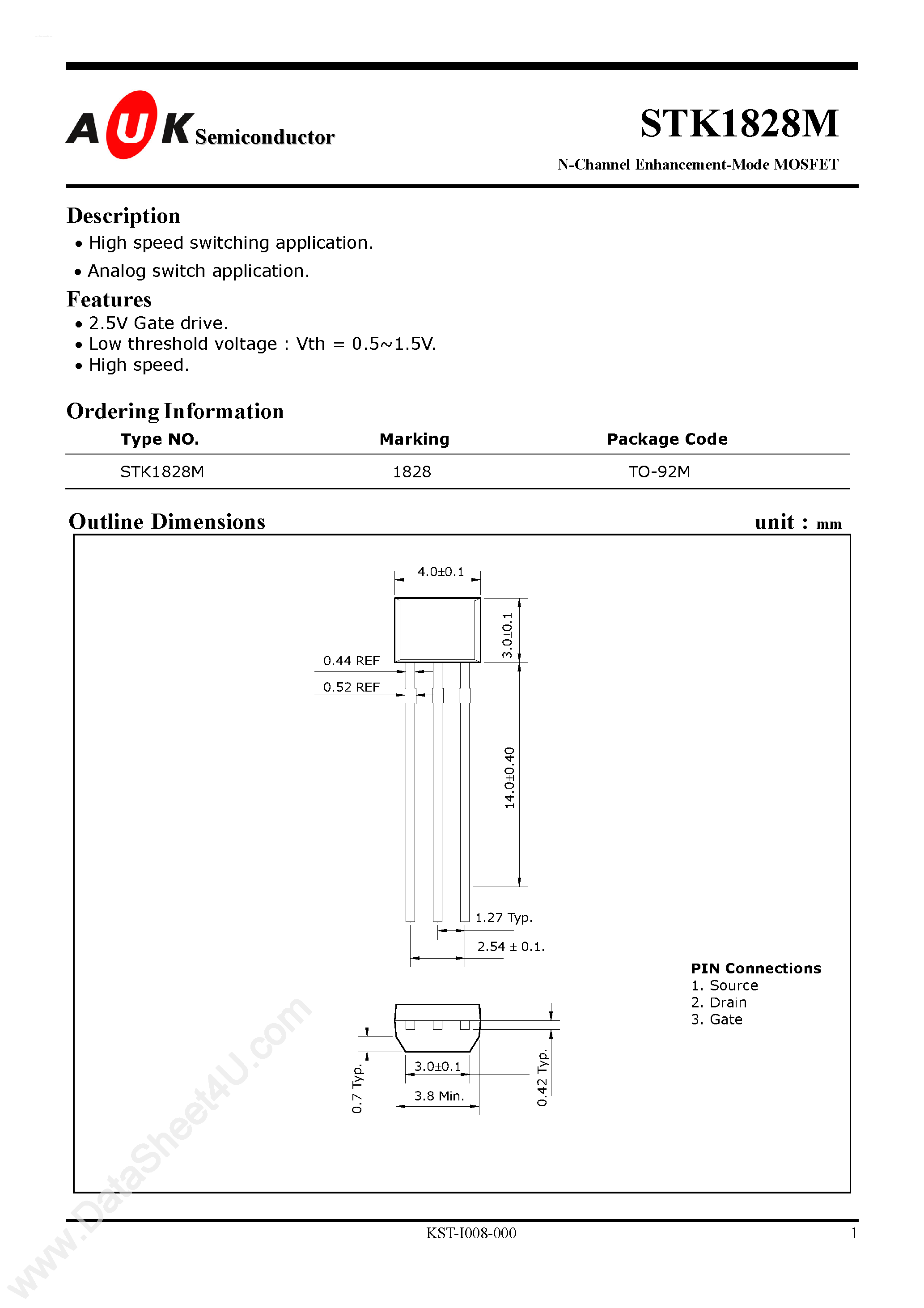 Datasheet STK1828M - N-Channel Enhancement-Mode MOSFET page 1
