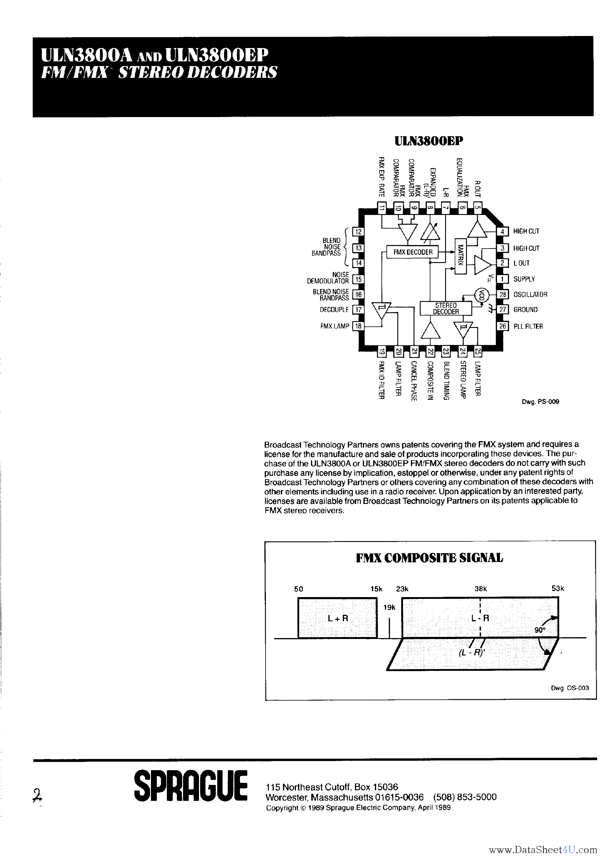 Datasheet ULN3800A - FM / FMX Stereo Decoders page 2