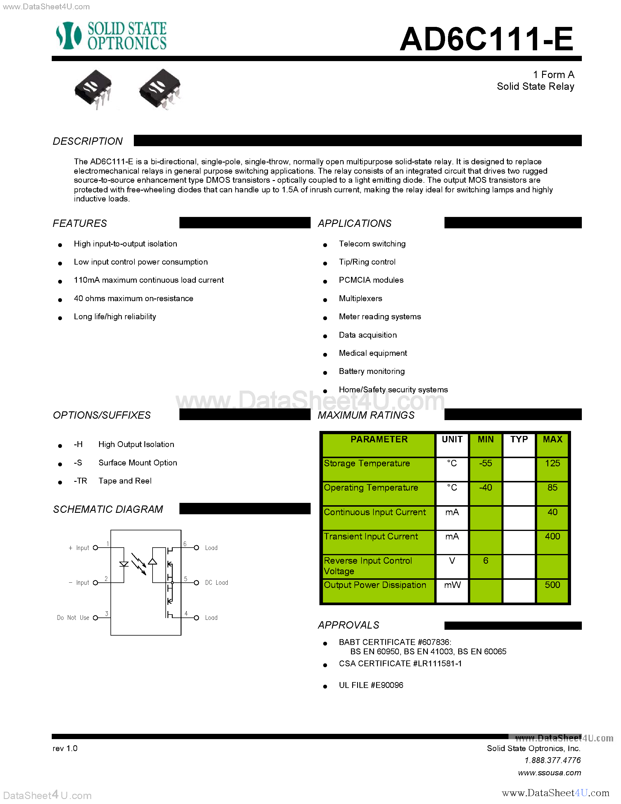 Datasheet AD6-C111-E - Relay page 1