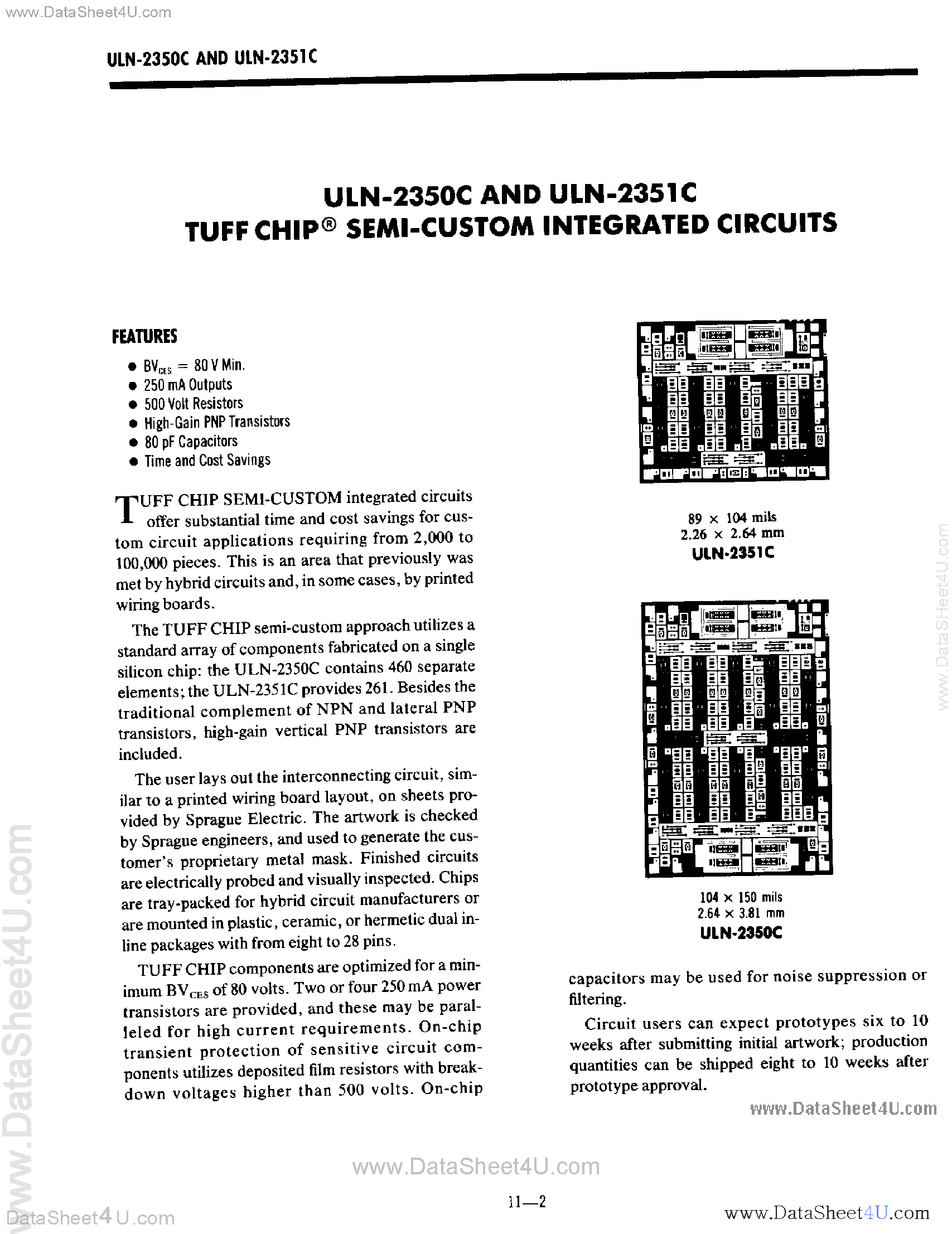 Даташит ULN-2350C - (ULN-2350C / ULN-2351C) Tuff Chip Semi Custom Integrated Circuits страница 1