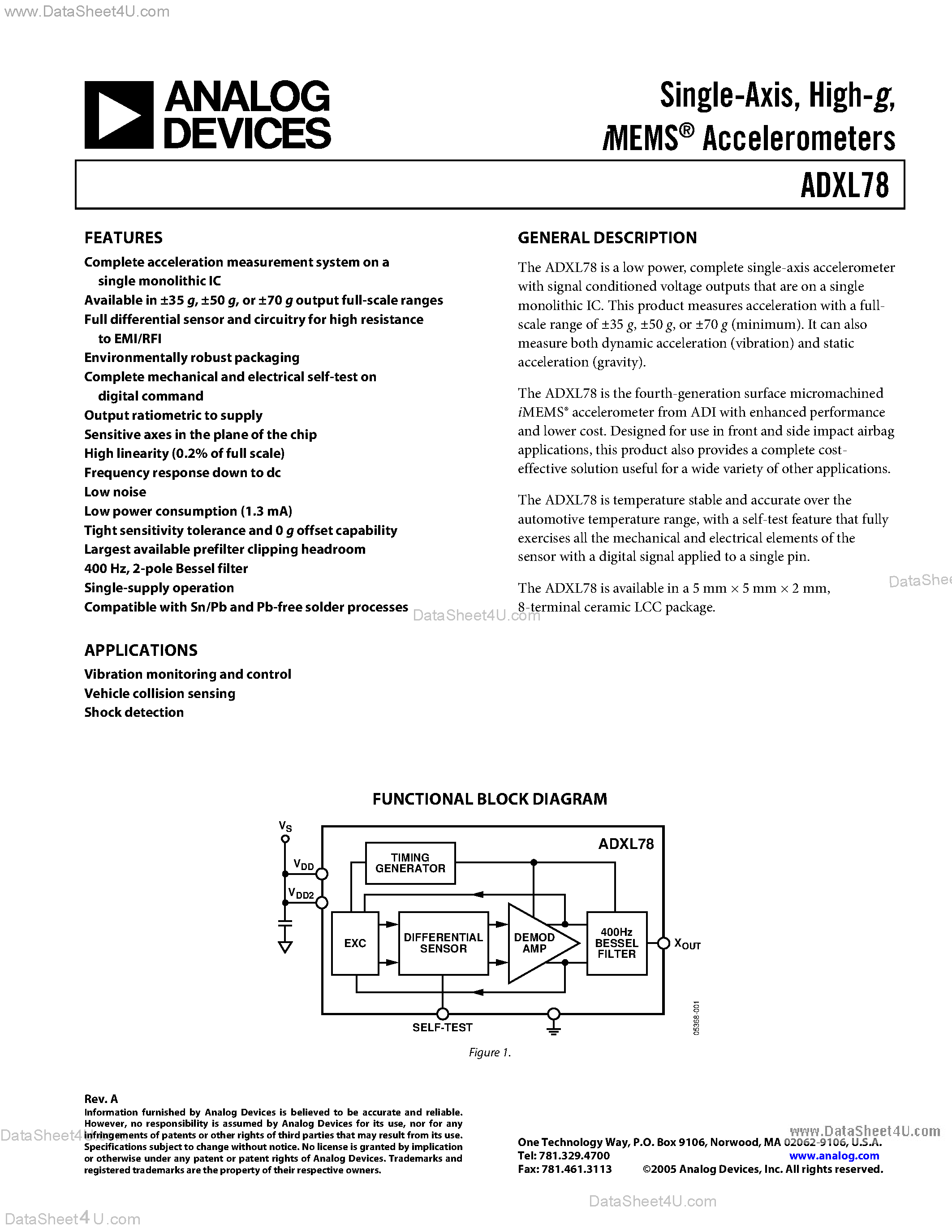 Datasheet AD22279 - (AD22279 - AD22281) ACCELERATION DETECTOR page 1