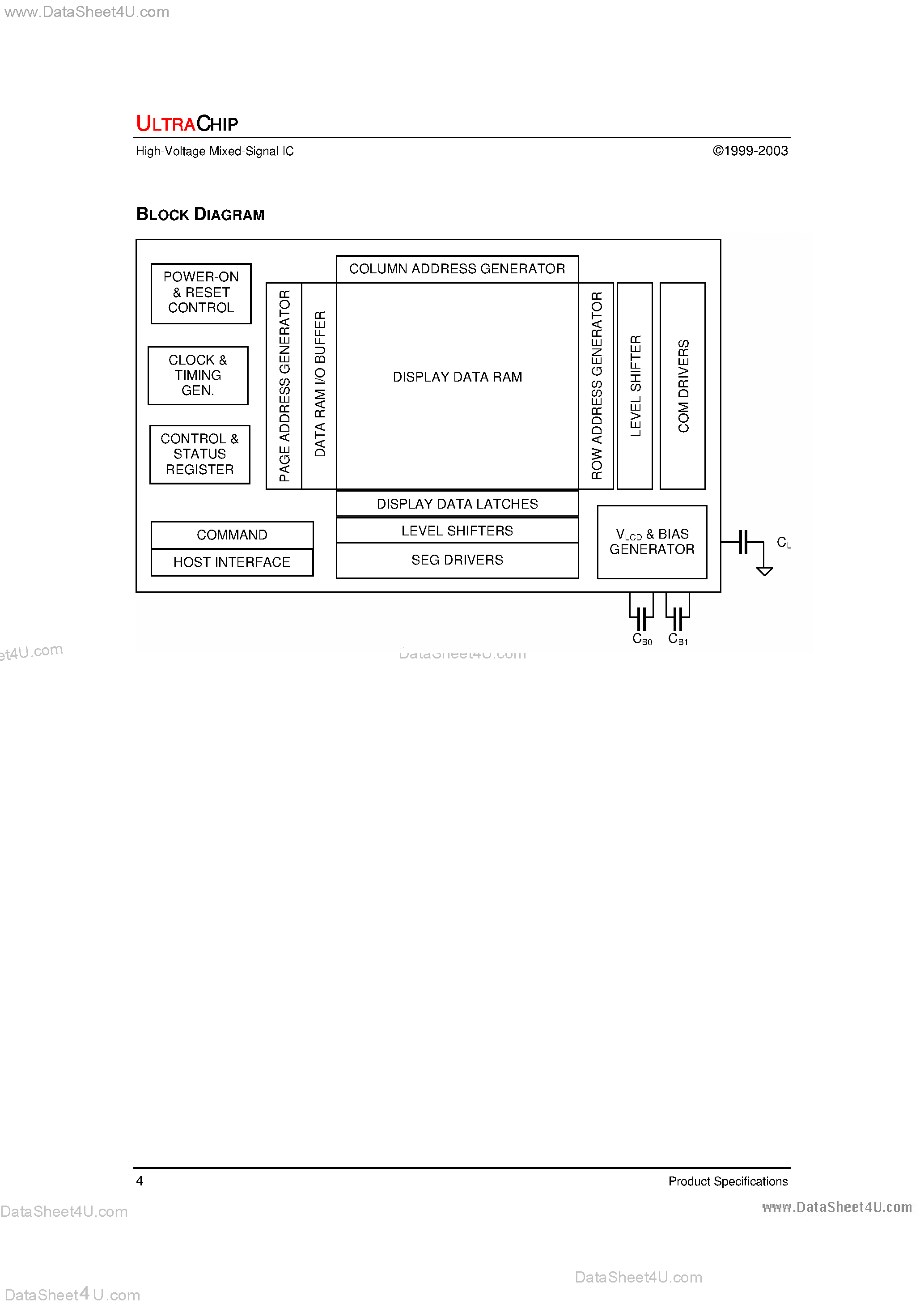Datasheet UC1602 - 65COM x 102SEG Passive Matrix LCD Controller-Driver page 2