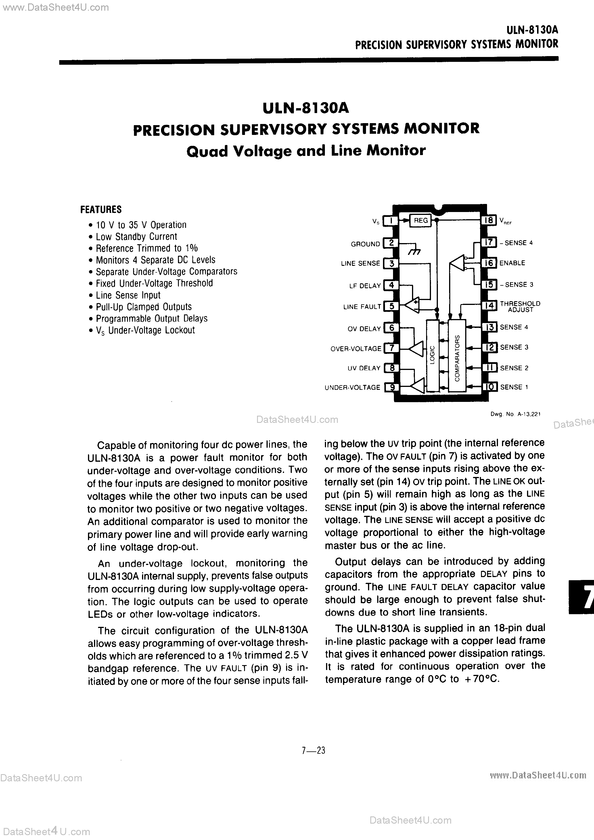 Datasheet ULN-8130A - Precision Supervisory Systems Monitor page 1