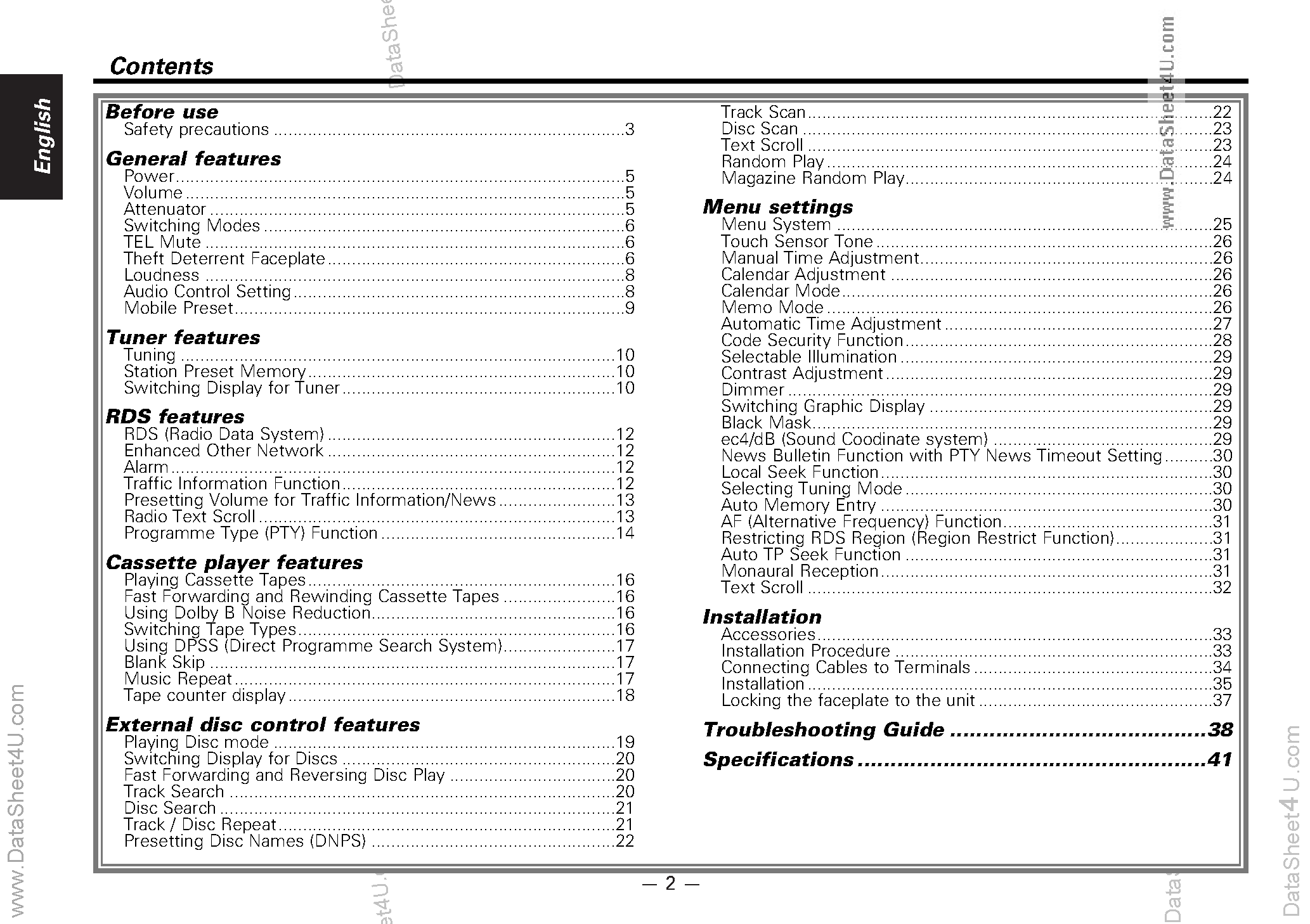 Datasheet KRC-578R - (KRC-578R / KRC-678R) Manual page 2