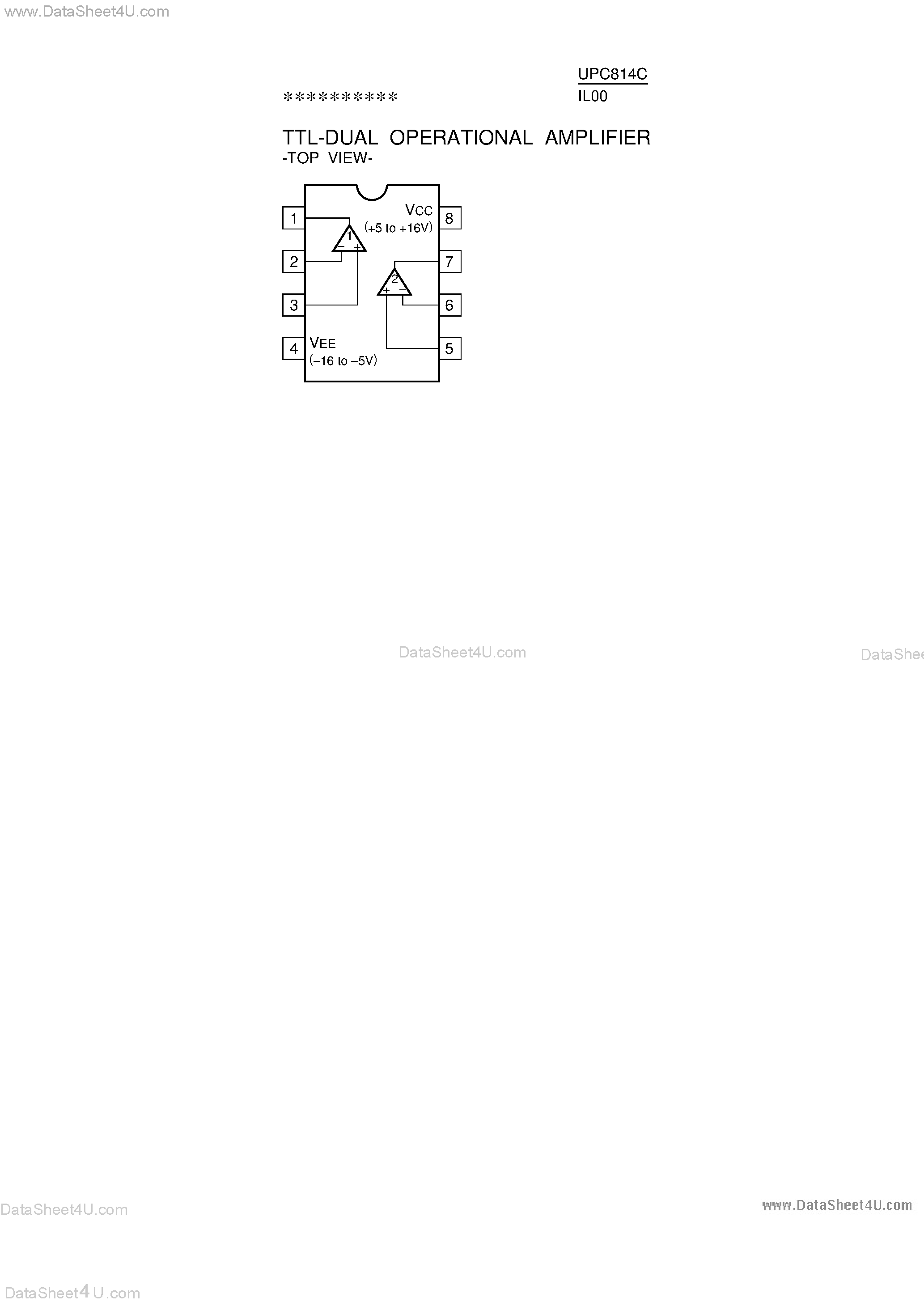 Datasheet UPC814C - TTL Dual Operational Amplifier page 1
