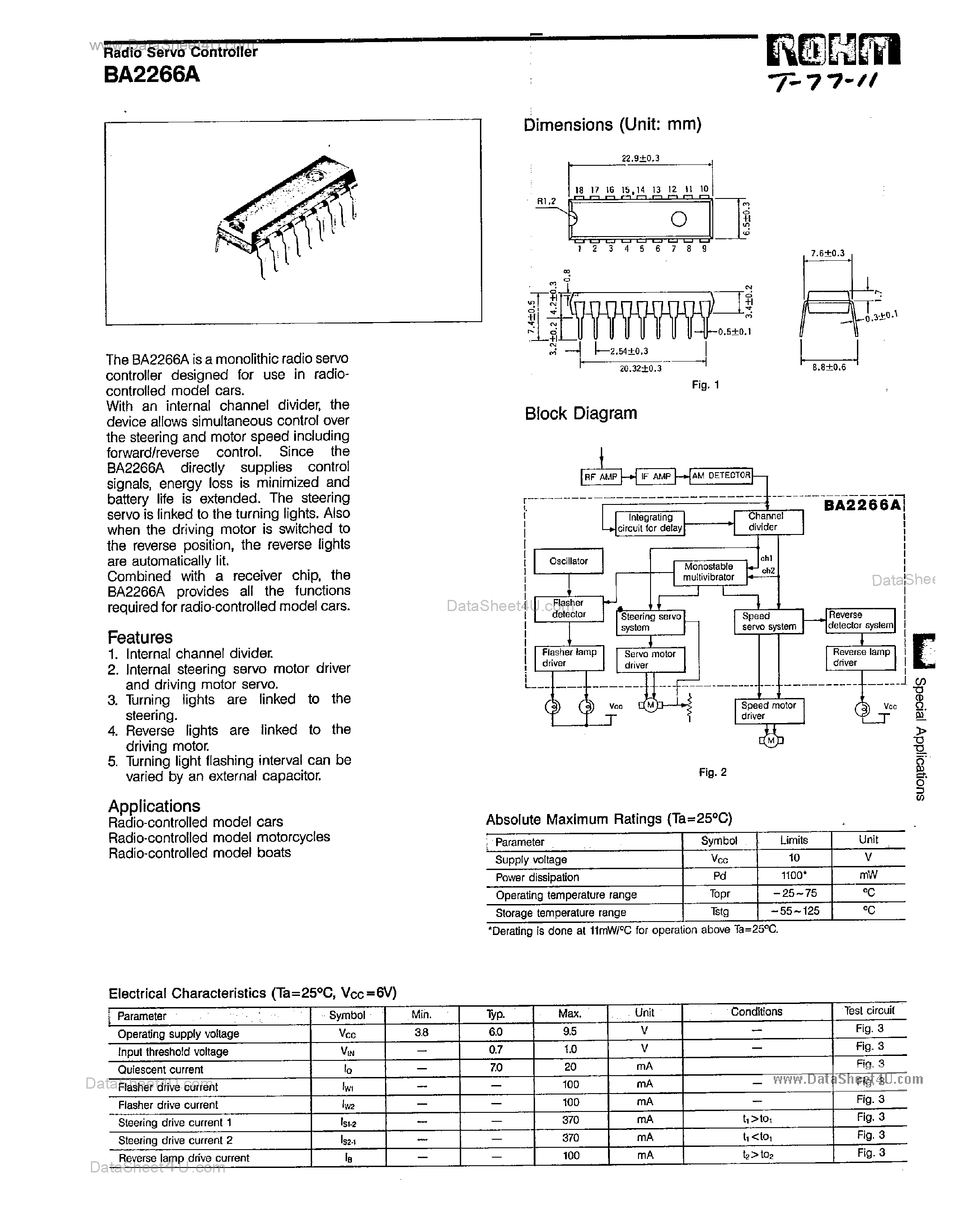 Datasheet BA2266A - Radio Servo Controller page 1