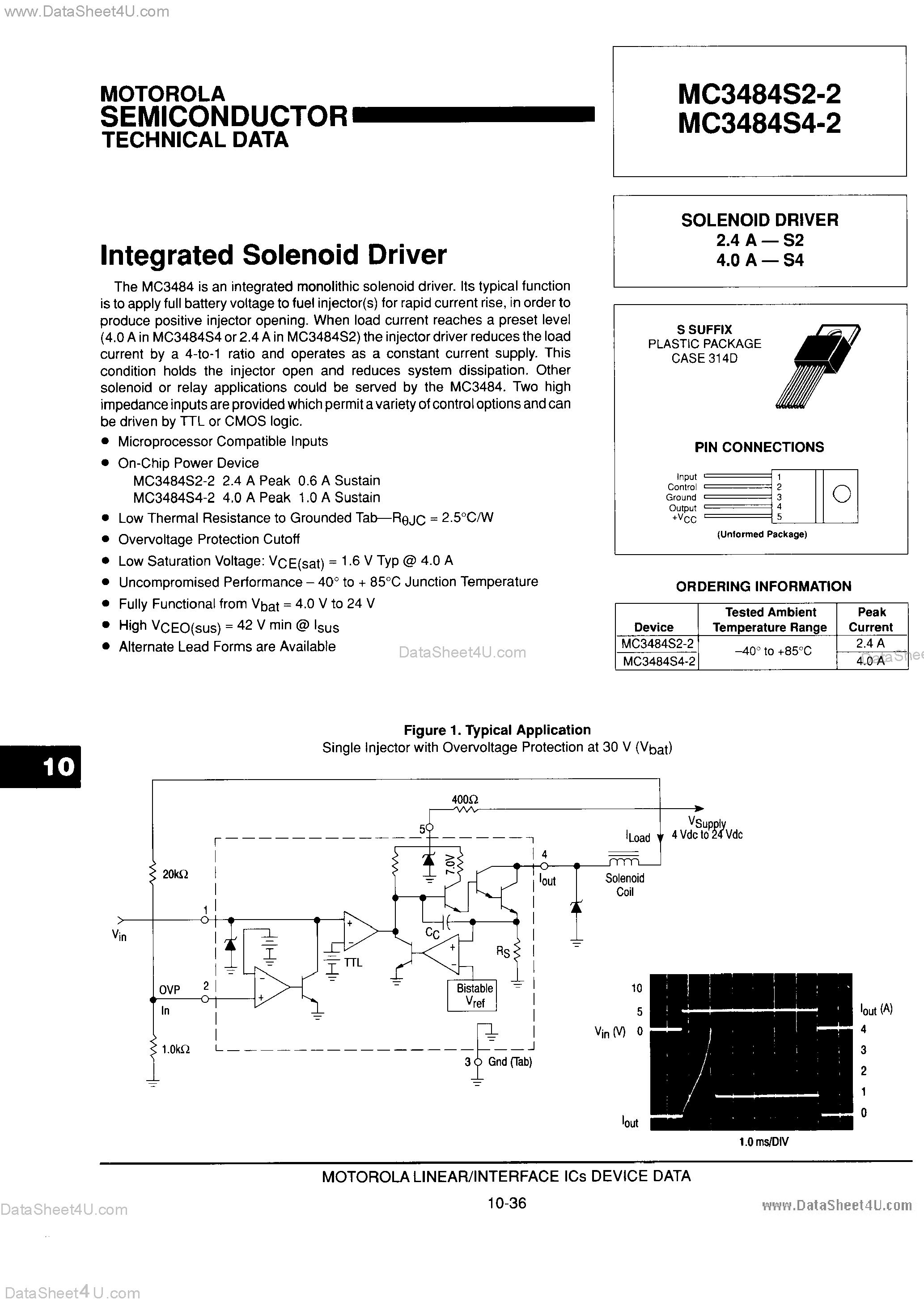 Даташит MC3484S2-2 - (MC3484S2-2 / MC3484S4-2) Integrated Solenoid Driver страница 1