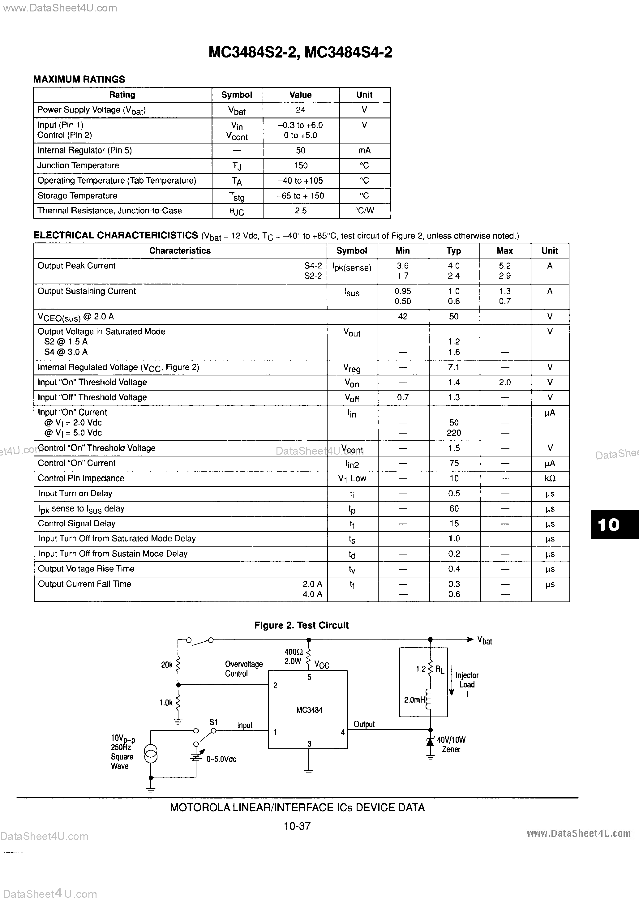Даташит MC3484S2-2 - (MC3484S2-2 / MC3484S4-2) Integrated Solenoid Driver страница 2