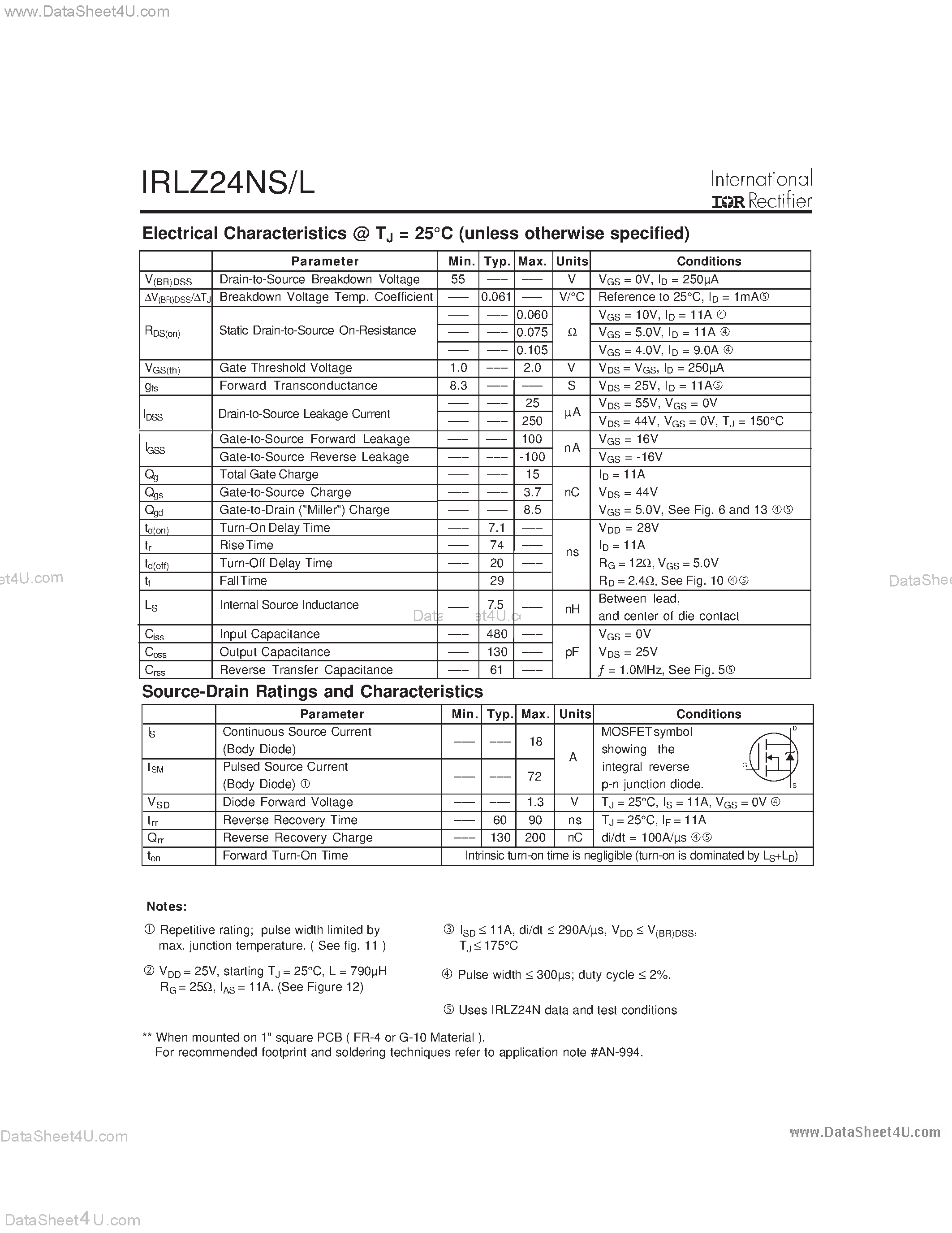 Даташит IRLZ24NL - (IRLZ24NL/S) Power MOSFET страница 2