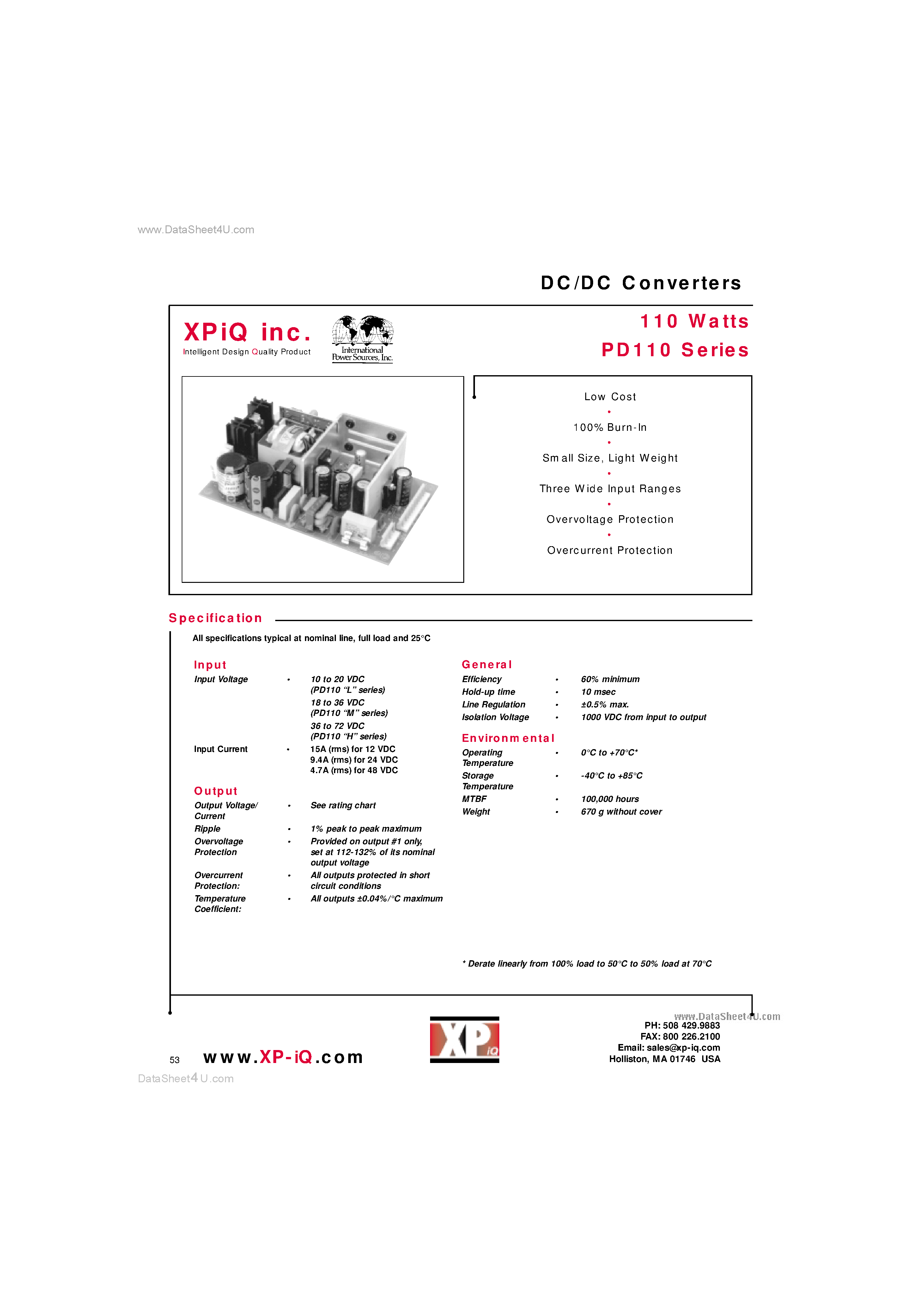 Даташит PD110 - DC/DC Converters страница 1