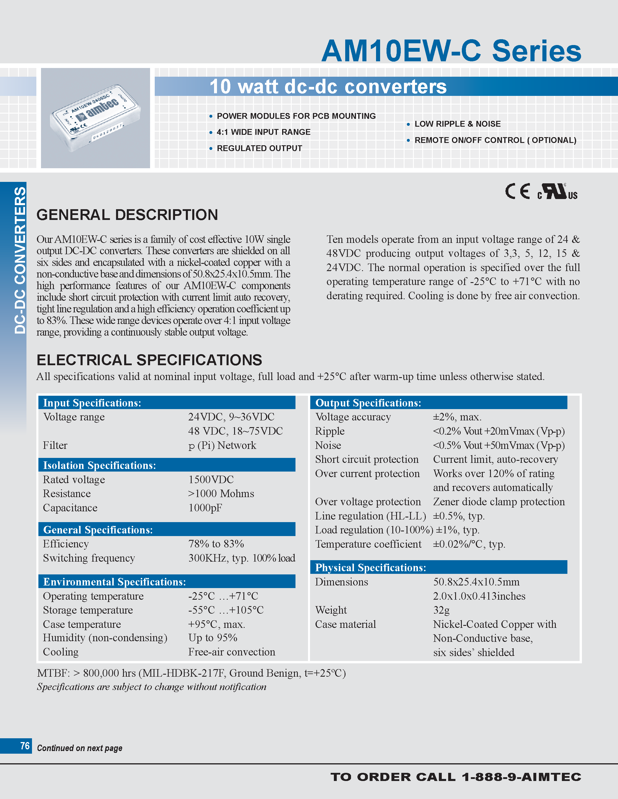 Datasheet AM10EW-C - 10 watt dc-dc converters page 1