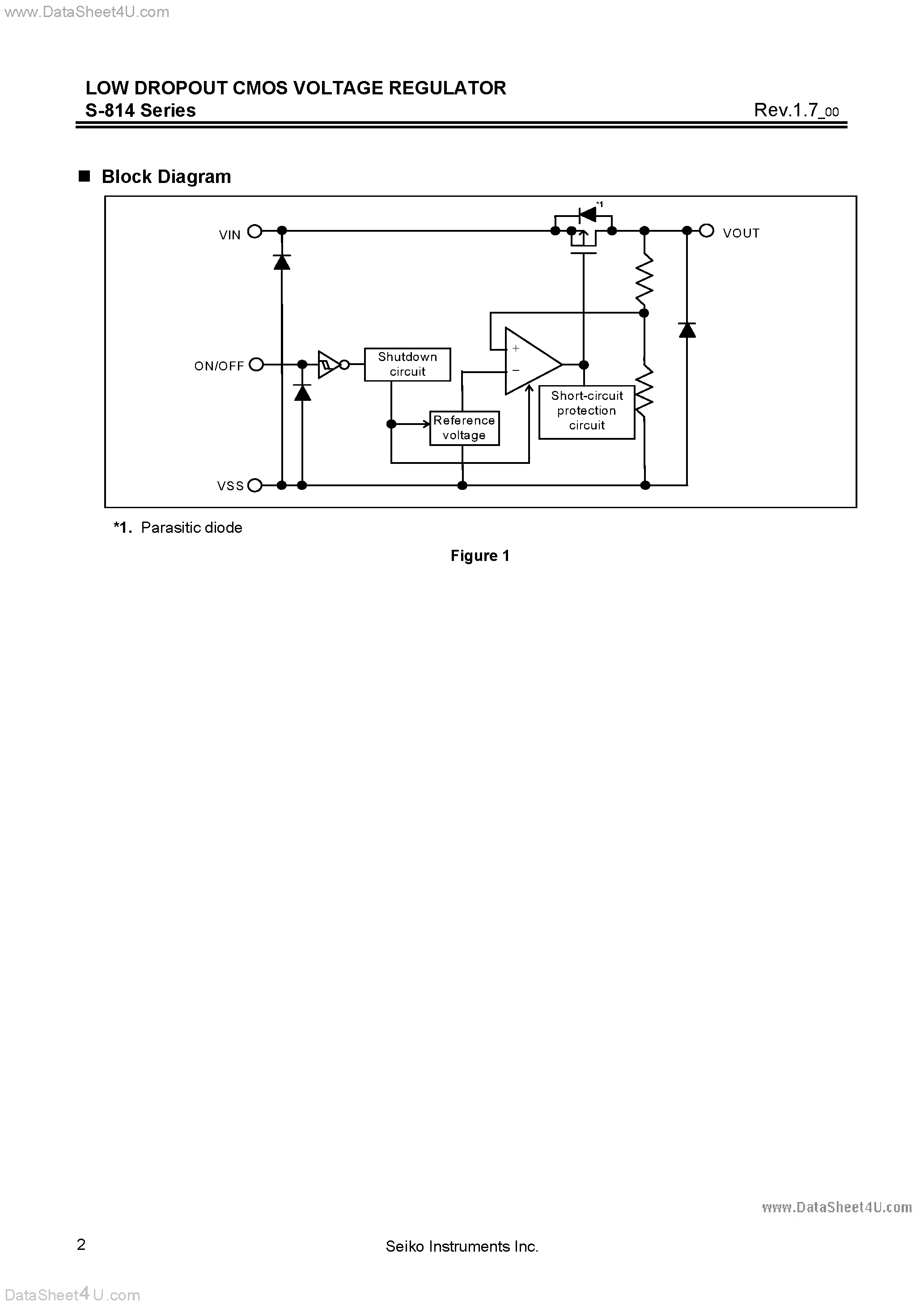 Datasheet S-814 - (S-814 Series) Low Dropout CMOS Voltage Regulator page 2