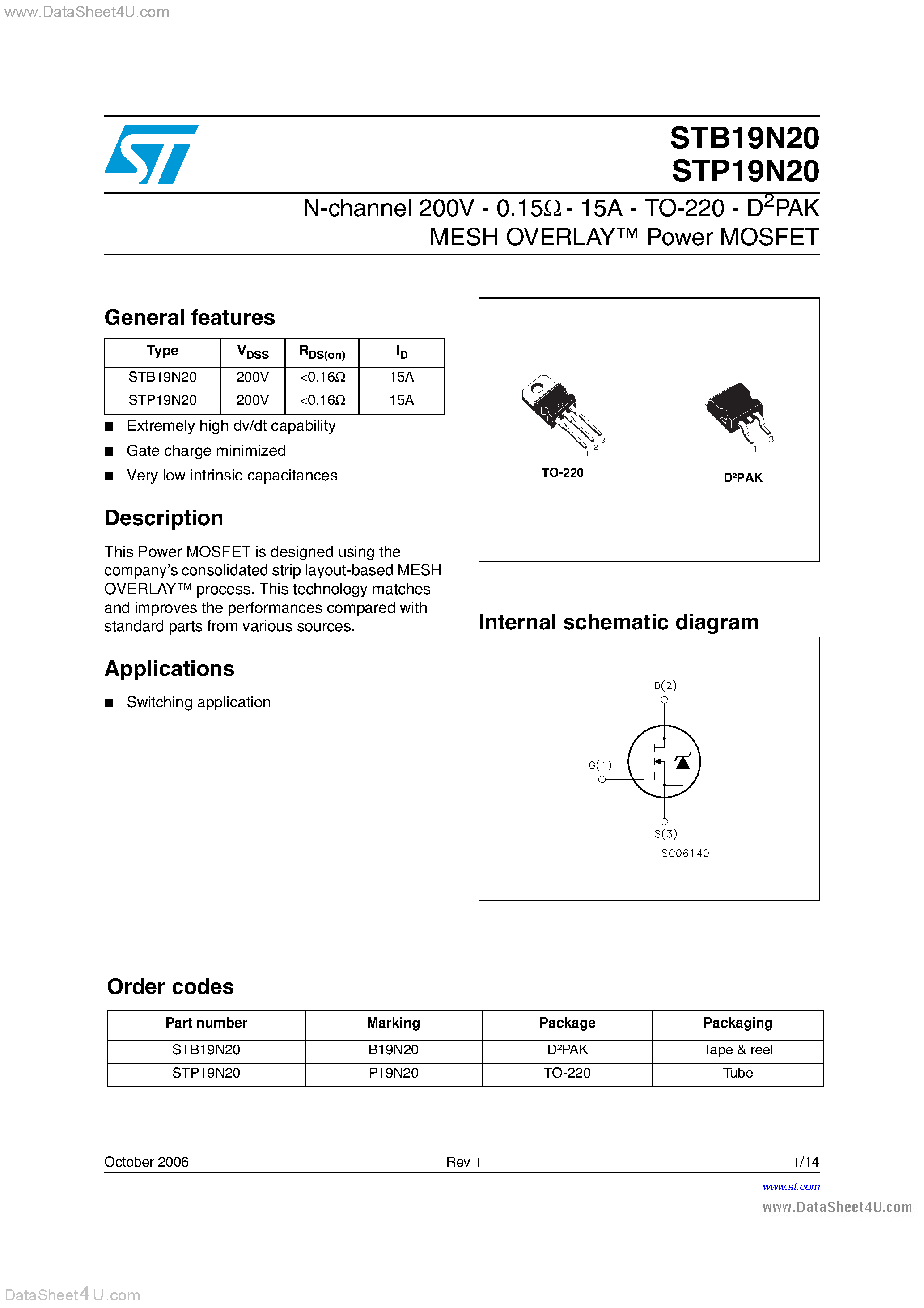 Datasheet STP19N20 - N-CHANNEL POWER MOSFETS page 1