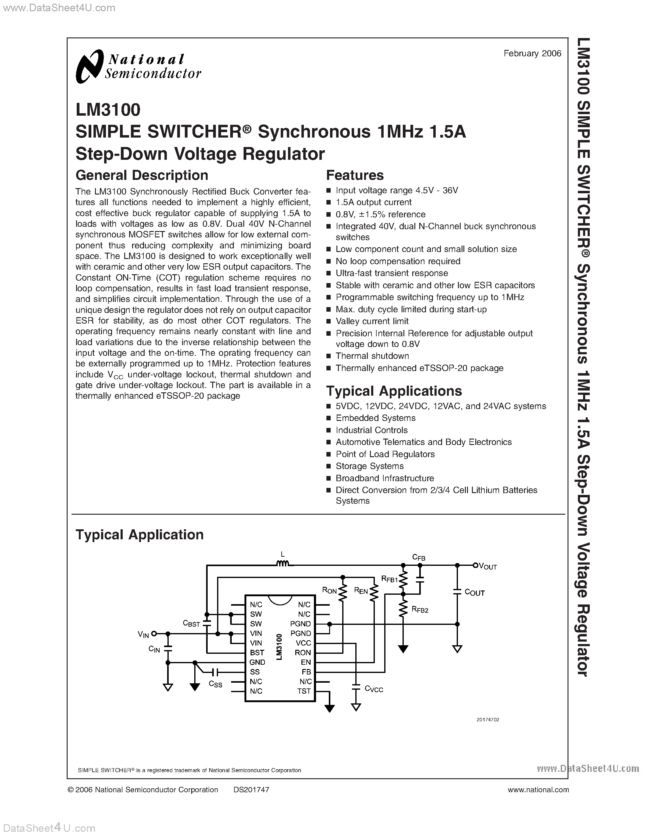 Даташит LM3100 - Voltage Regulator страница 1