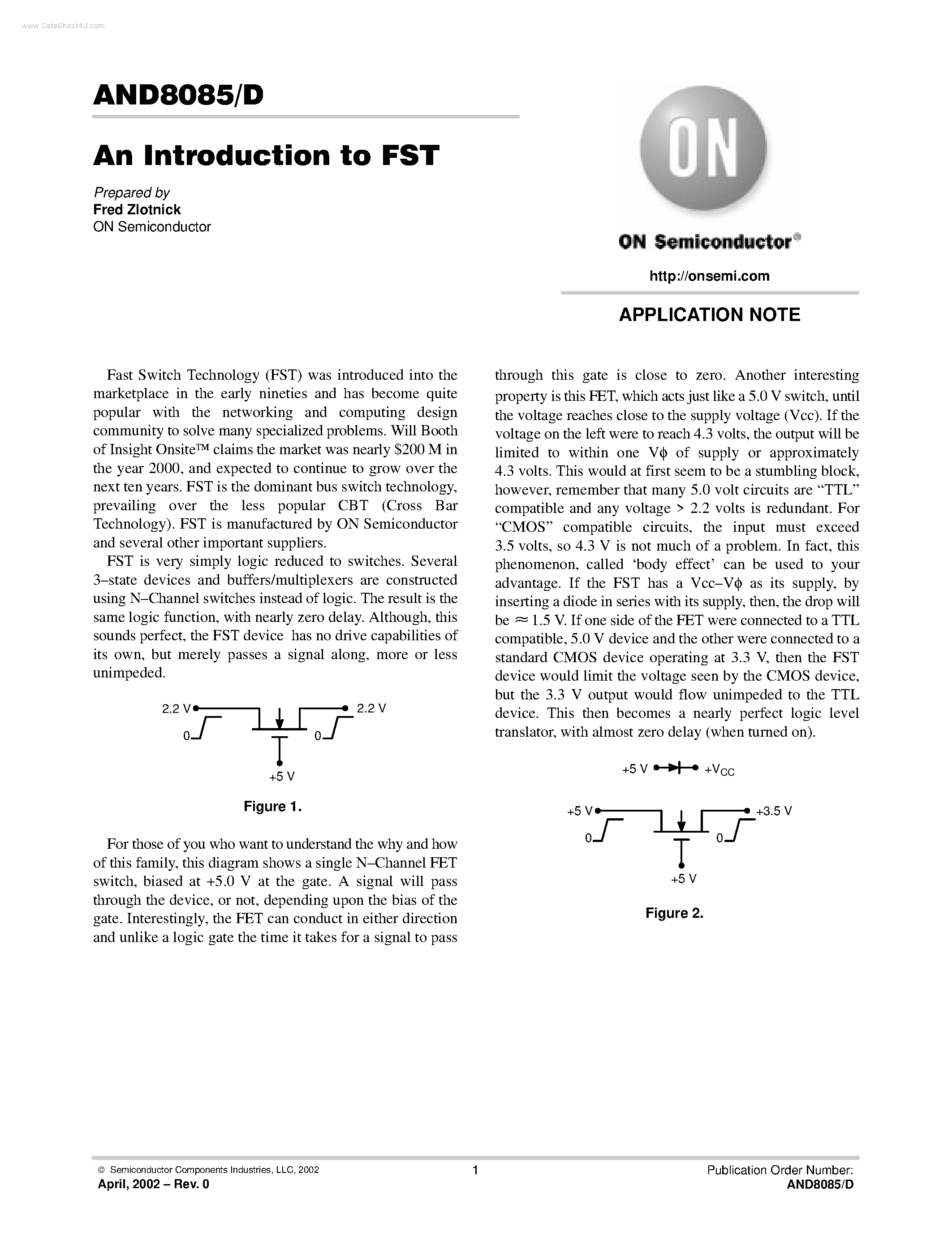 Datasheet AND8085D - An Introduction to FST page 1