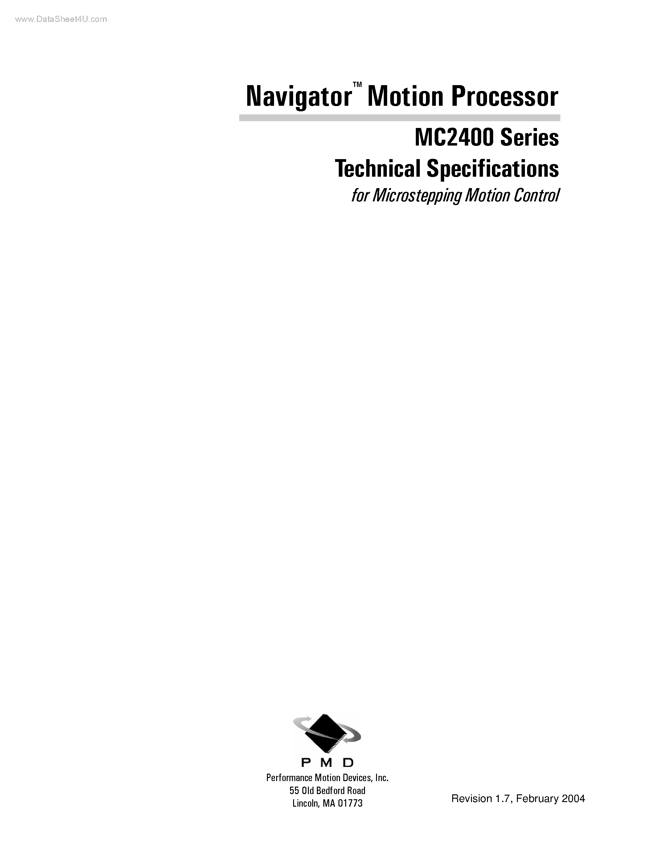 Datasheet MC2400 - Navigator Motion Processor page 1