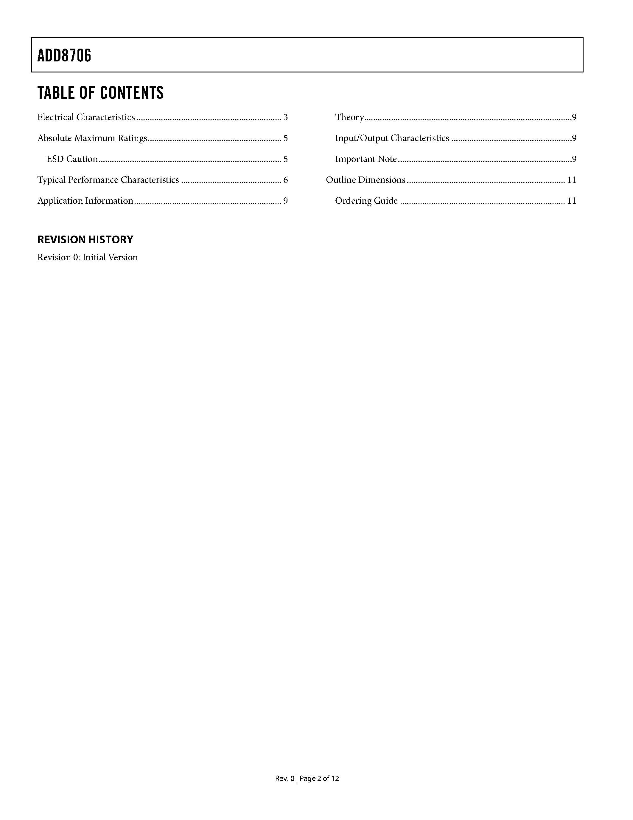 Datasheet ADD8706 - Operational Amplifier page 2