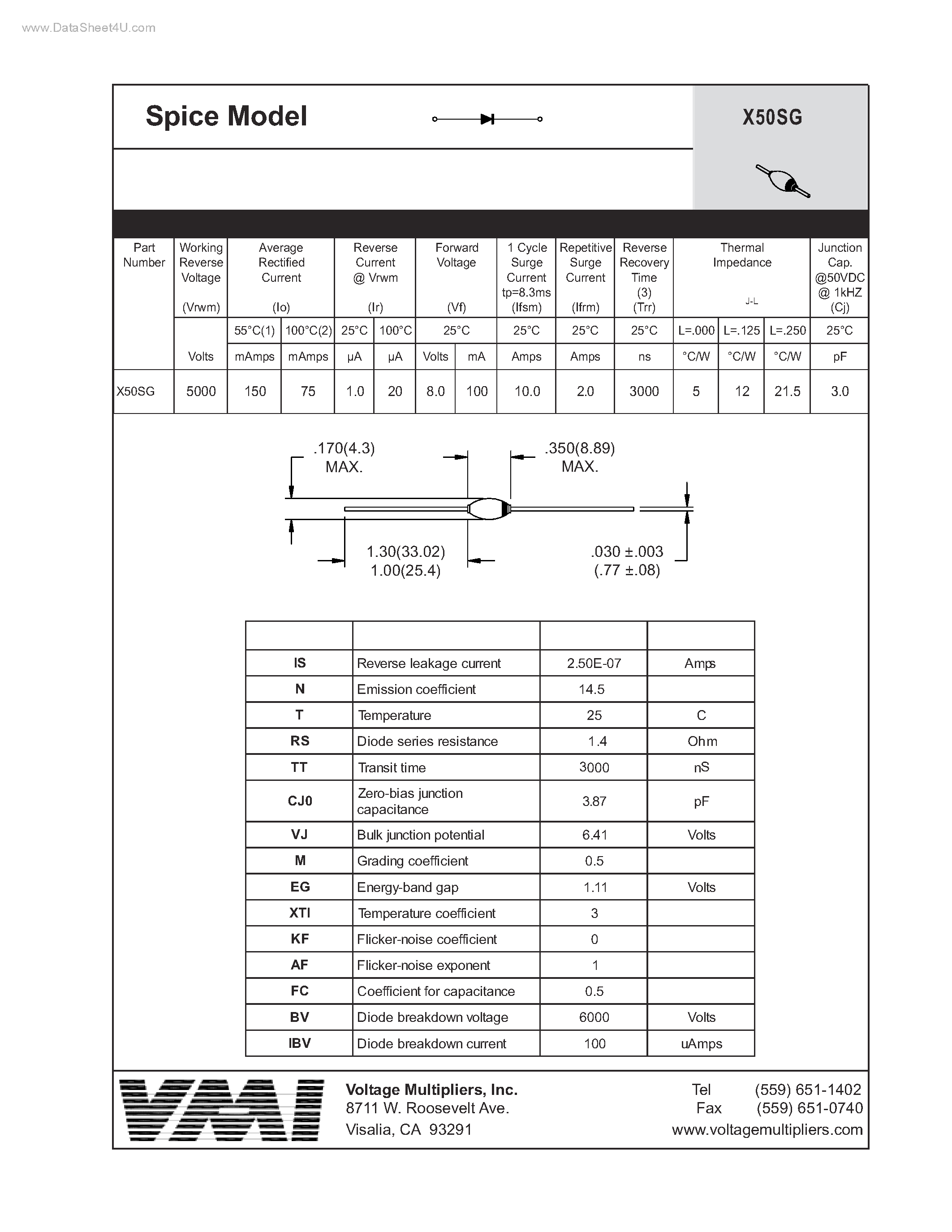 Datasheet X50SG - Spice Model page 1