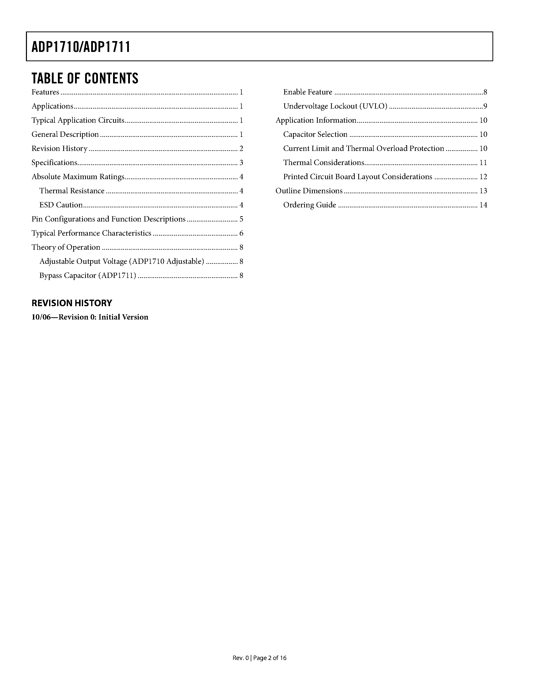 Datasheet ADP1710 - (ADP1710 / ADP1711) CMOS Linear Regulator page 2