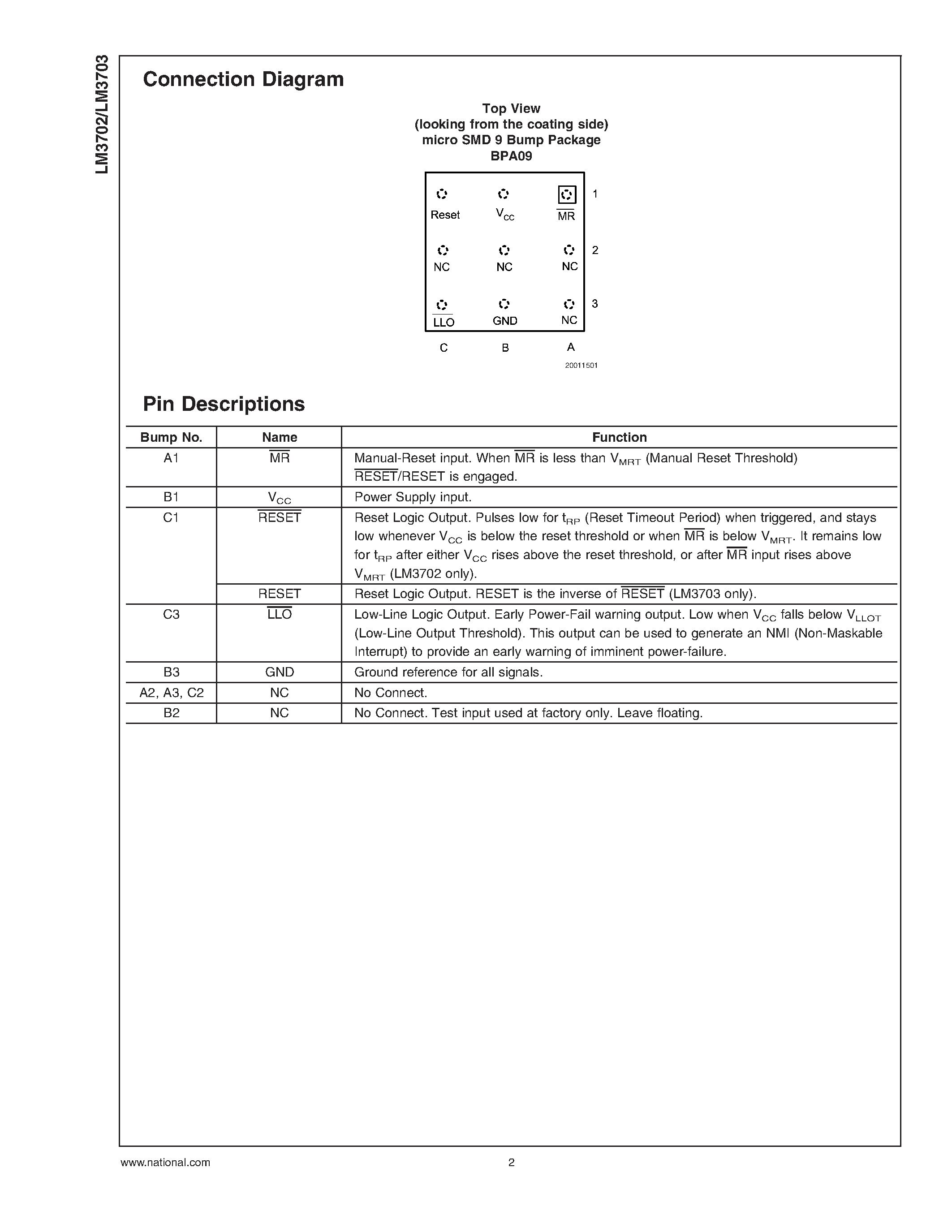 Даташит LM3702 - (LM3702 / LM3703) Microprocessor Supervisory Circuits страница 2