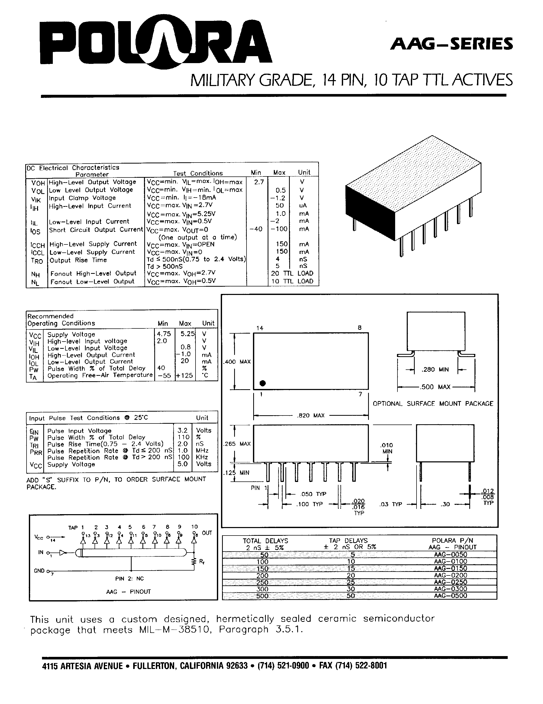 Datasheet AAG - 10 TAP TTL ACTIVES page 1