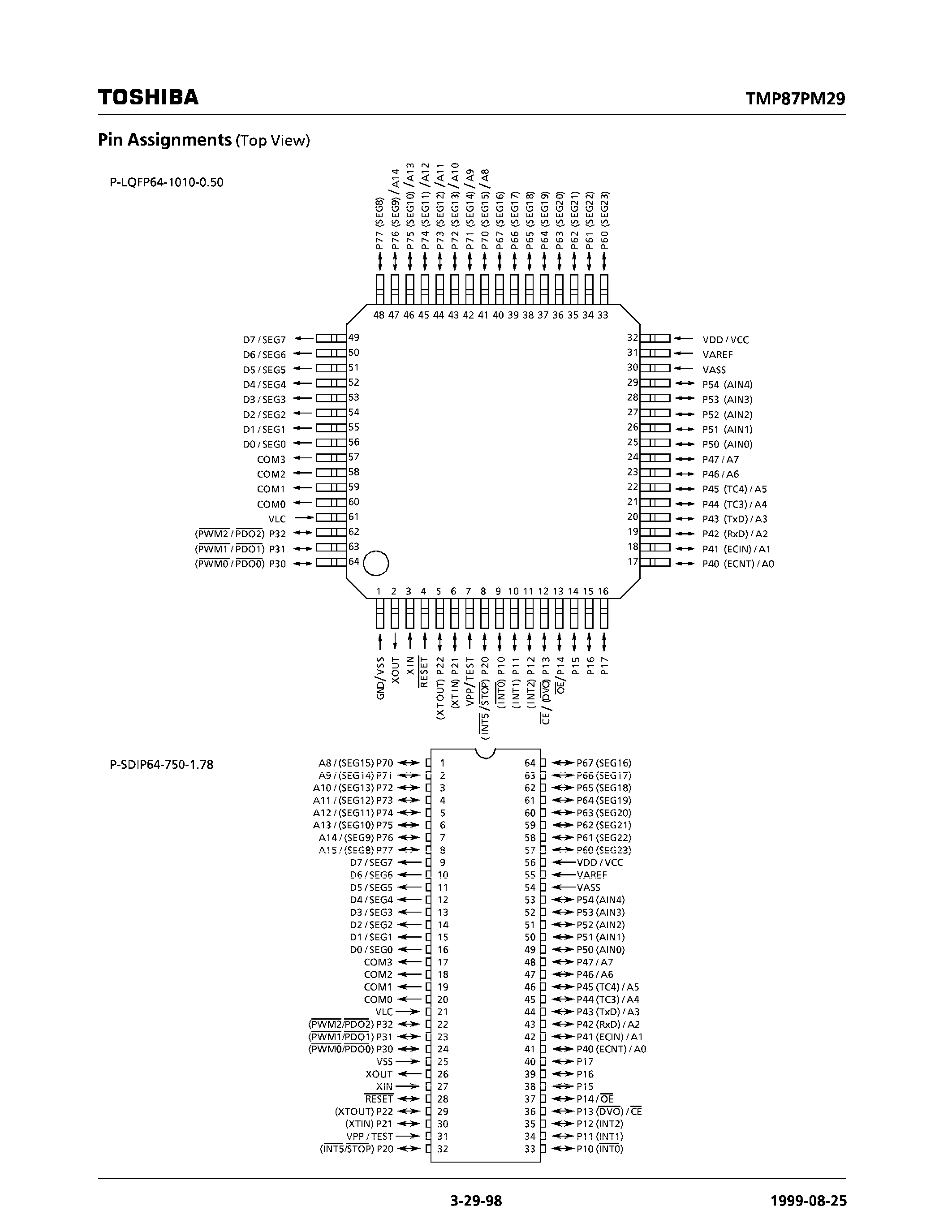 Даташит TMP87PM29N - (TMP87PM29N/U) CMOS 8-Bit Microcontroller страница 2