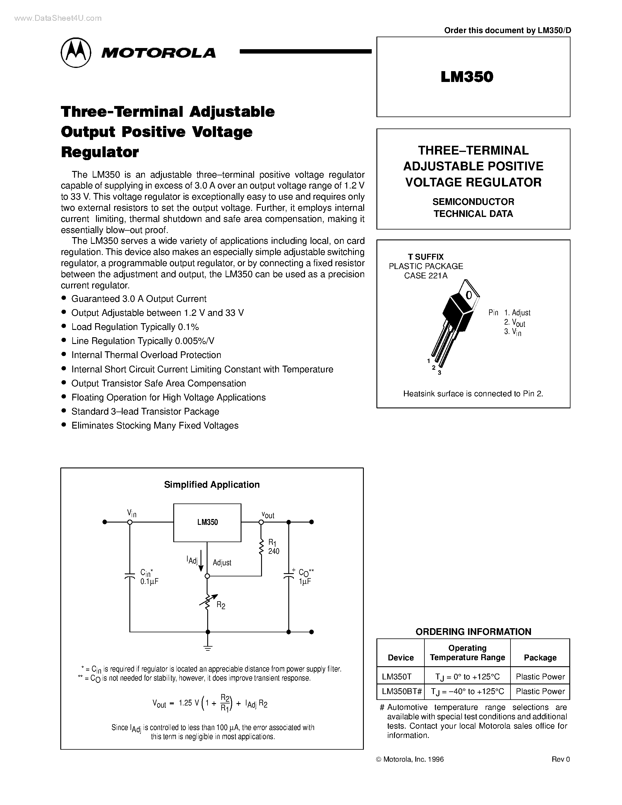 Datasheet LM350BT - Search -----> LM350 page 1