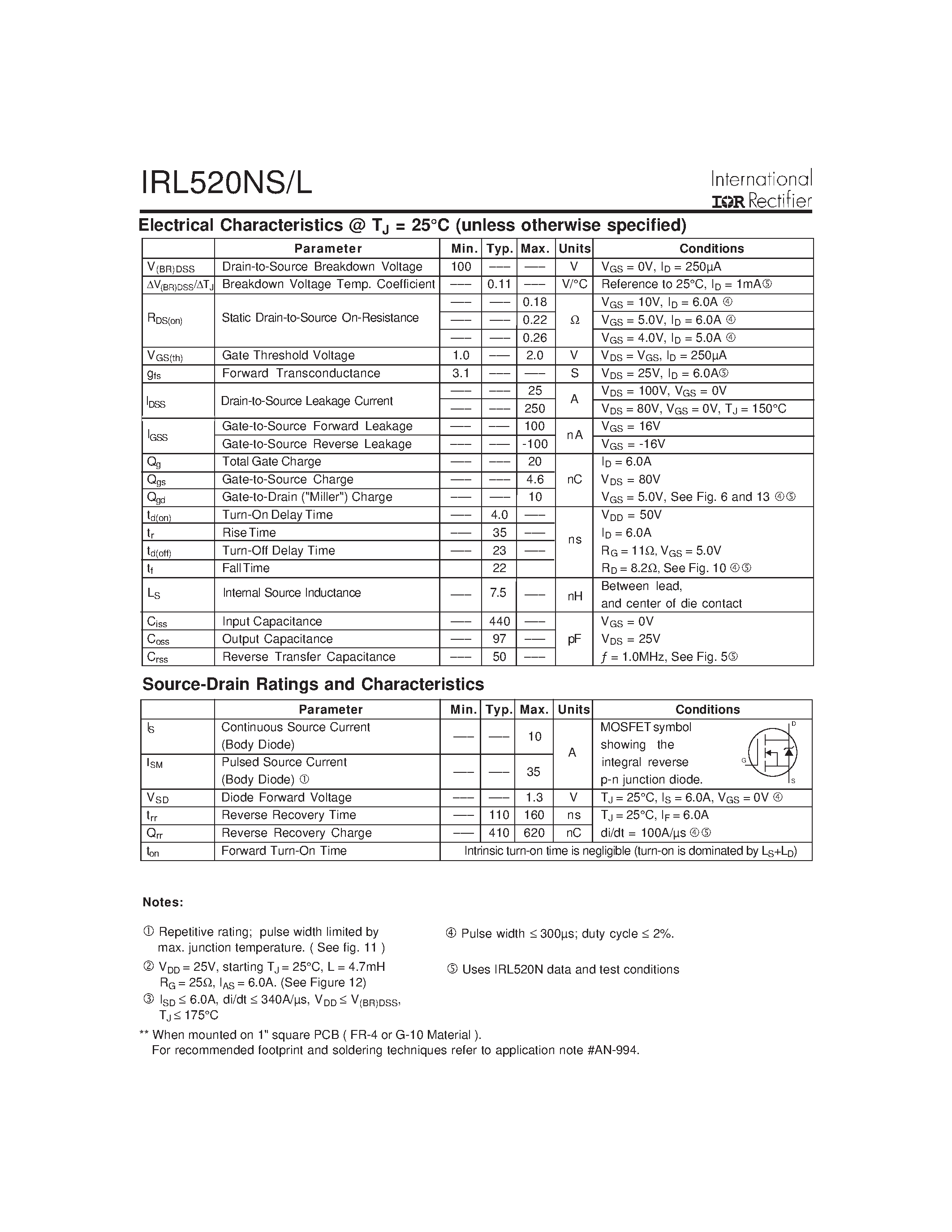 Datasheet IRL520NL - (IRL520NS/L) HEXFET Power MOSFET page 2