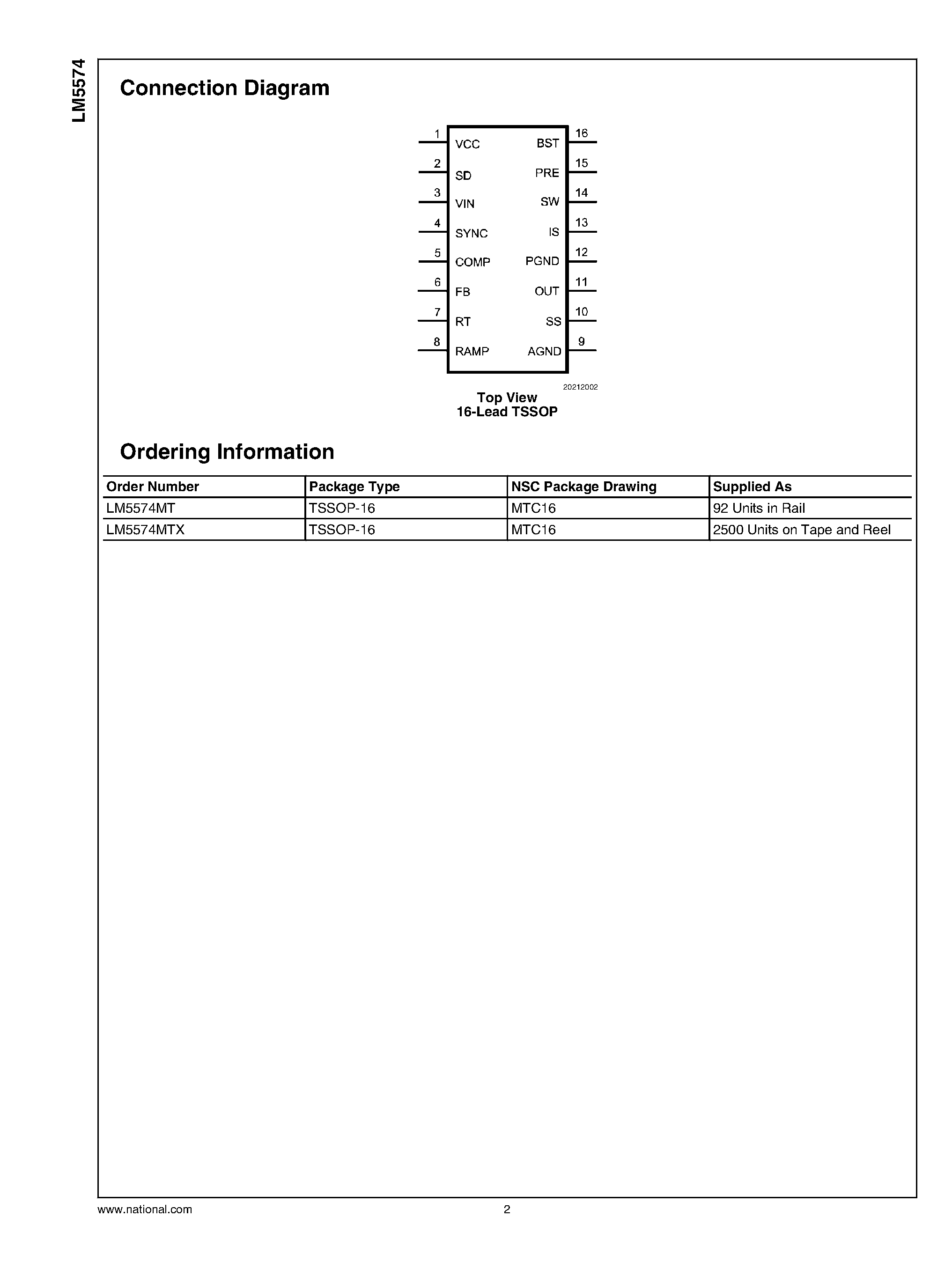 Datasheet LM5574 - Step-Down Switching Regulator page 2
