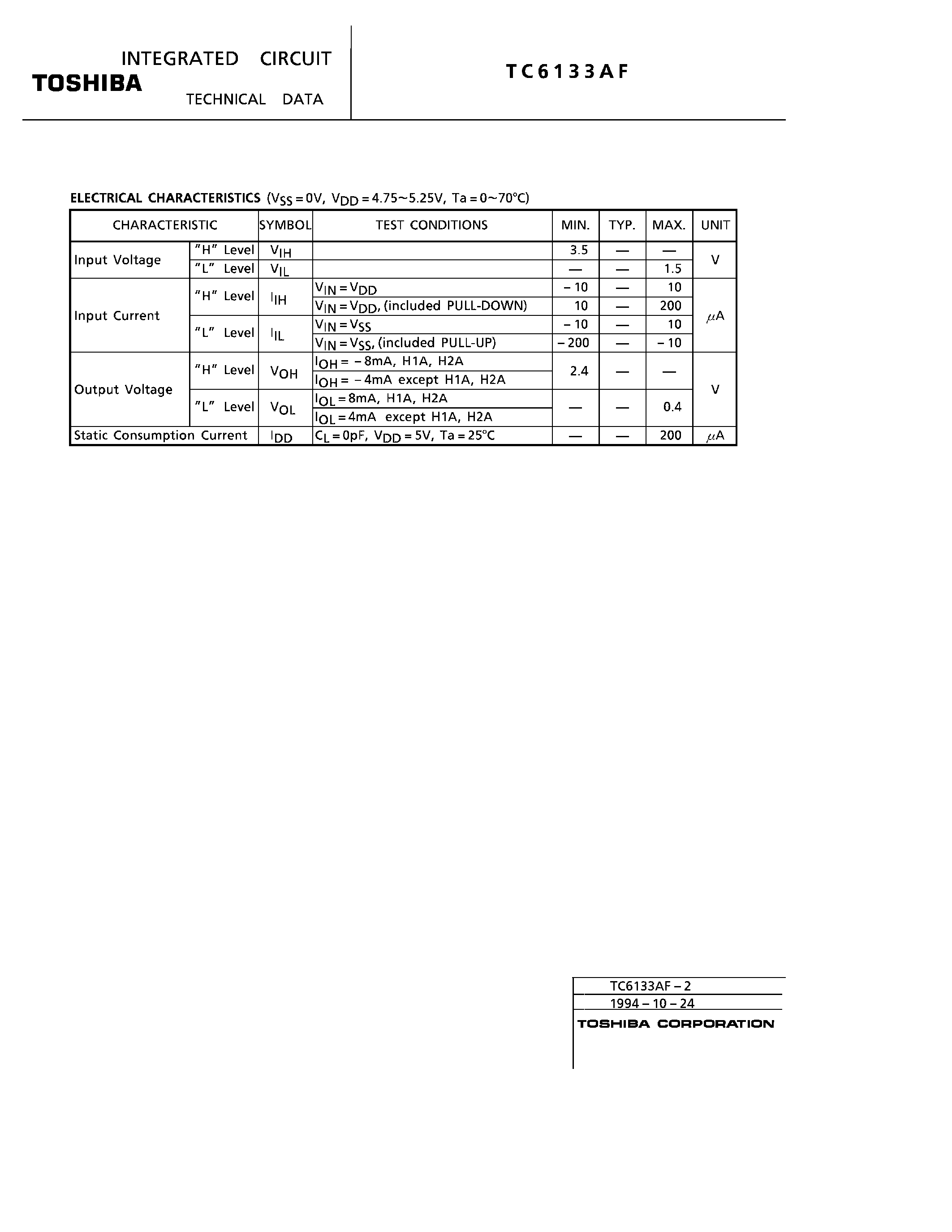 Datasheet TC6133AF - AREA IMAGE SENSOR CCD page 2
