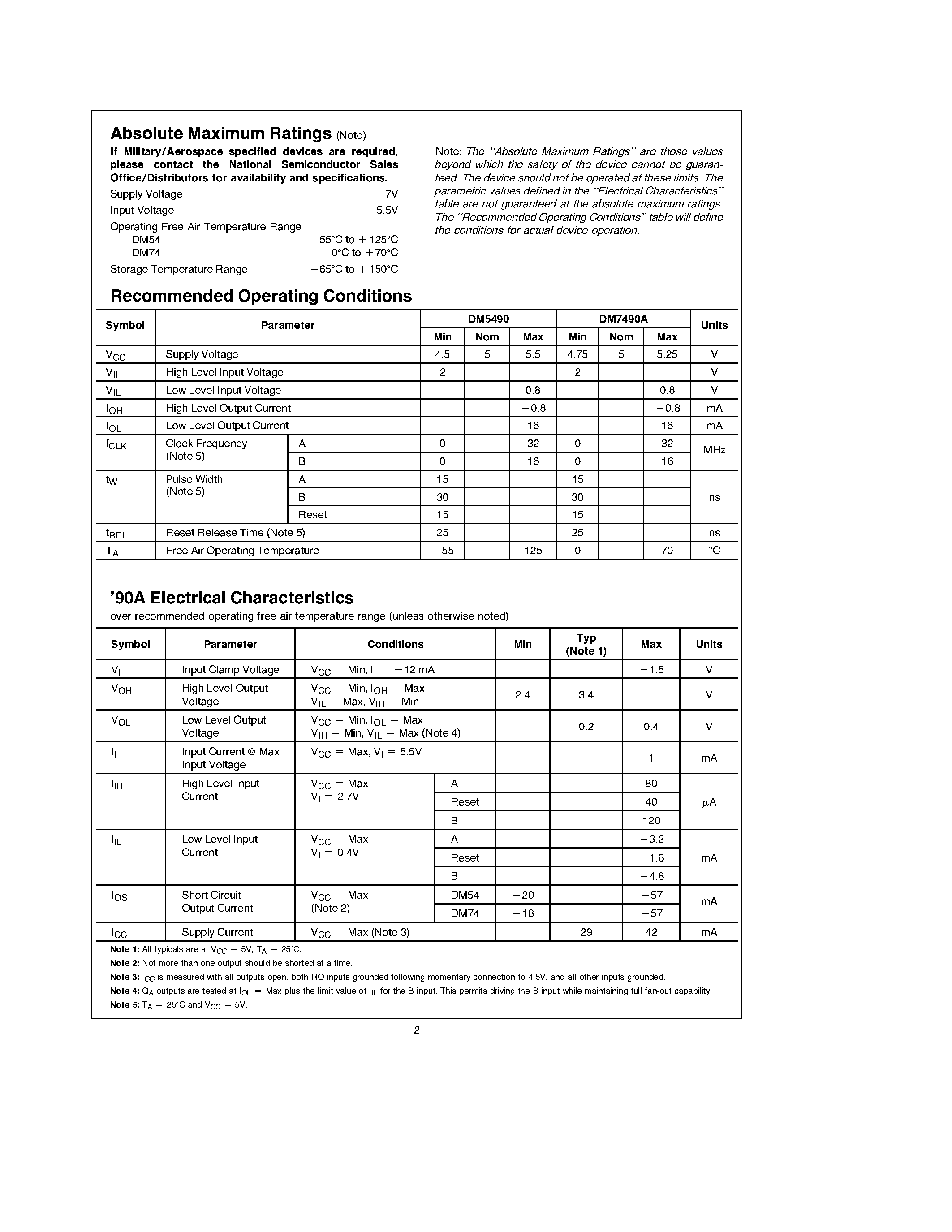 Datasheet 7493 - Decade and Binary Counters page 2