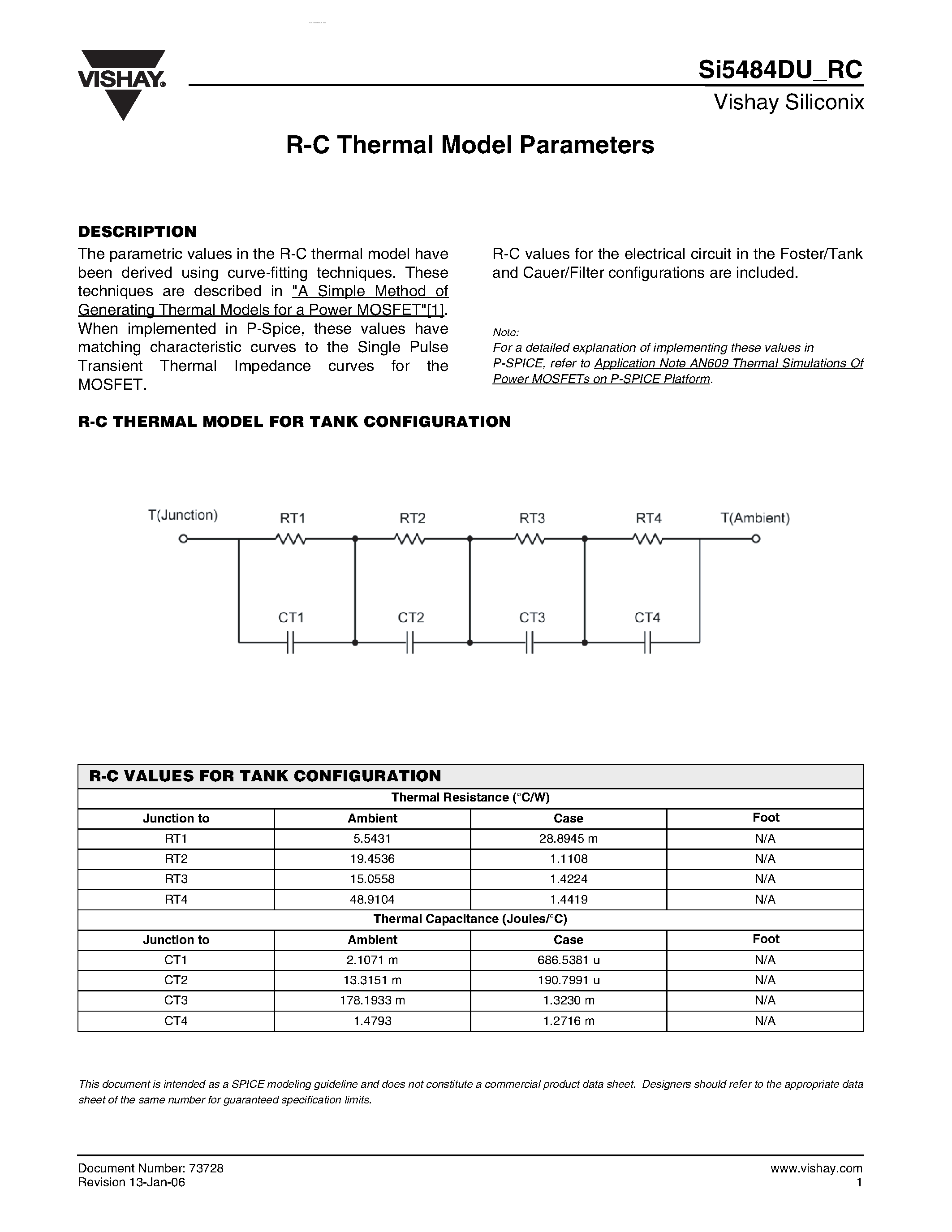 Даташит SI5484DU-RC - R-C Thermal Model Parameters страница 1