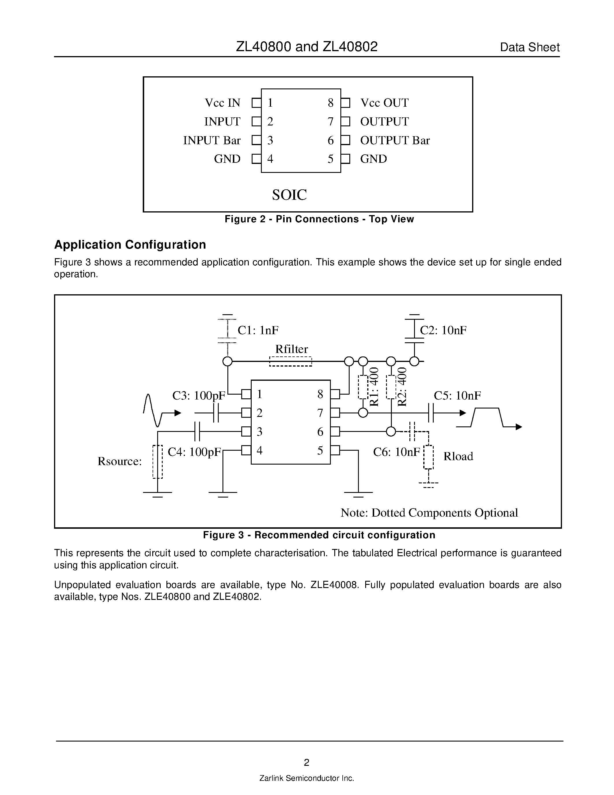 Datasheet ZL40800 - (ZL40800 / ZL40802) 6 GHz Fixed Modulus Prescalers page 2