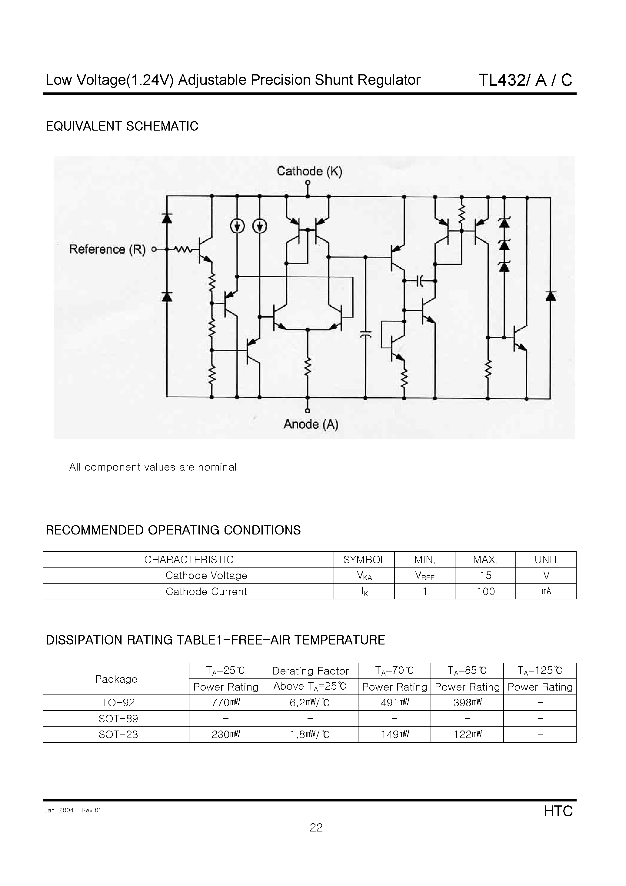 Даташит TL432 - (TL432x) Low Voltage(1.24V) Adjustable Precision Shunt Regulator страница 2
