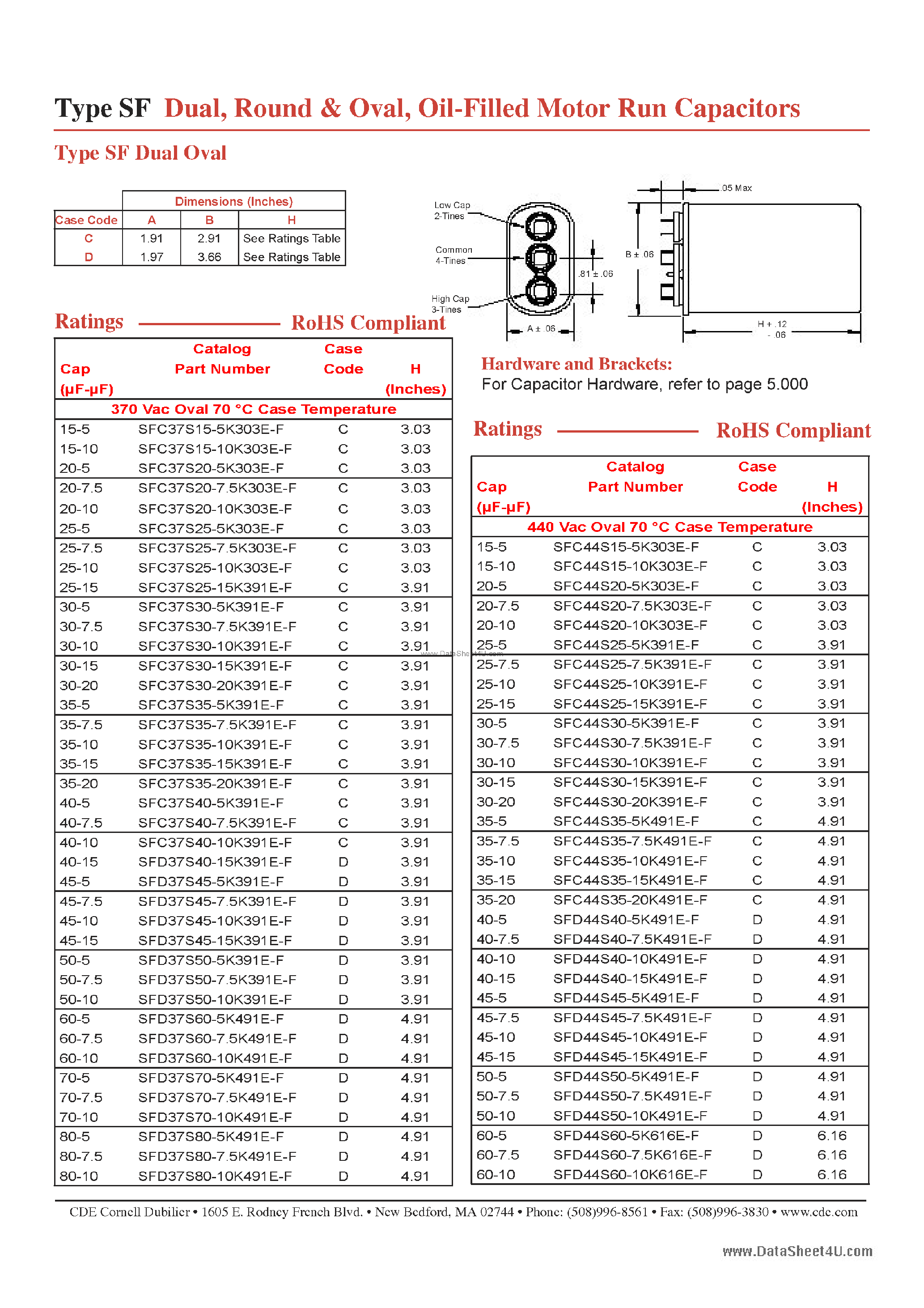 Даташит SFC37S35-xxxxxE-F - (SFC Type) Iol-Filled Motor Run Capacitors страница 1