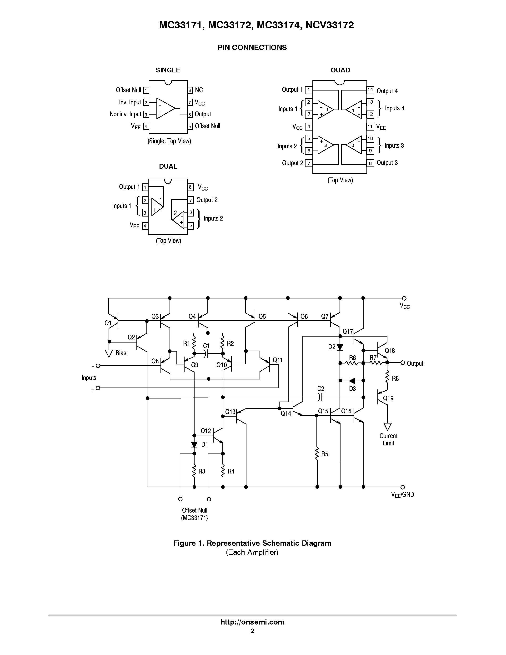 Даташит MC33171 - (MC33171 - MC33174) Low Power Operational Amplifiers страница 2