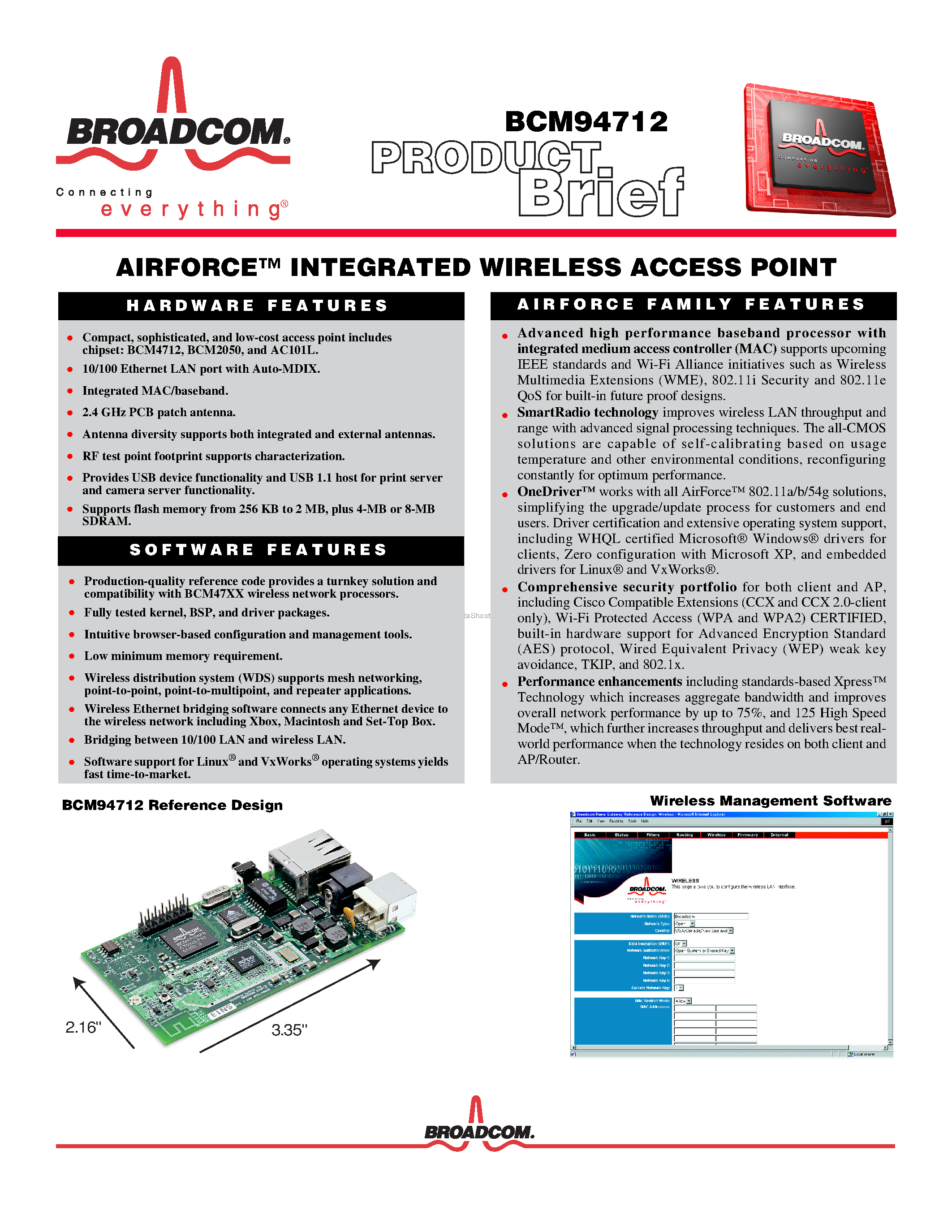 Datasheet BCM94712 - AIRFORCE INTERGRATED WIRELESS ACESS POINT page 1
