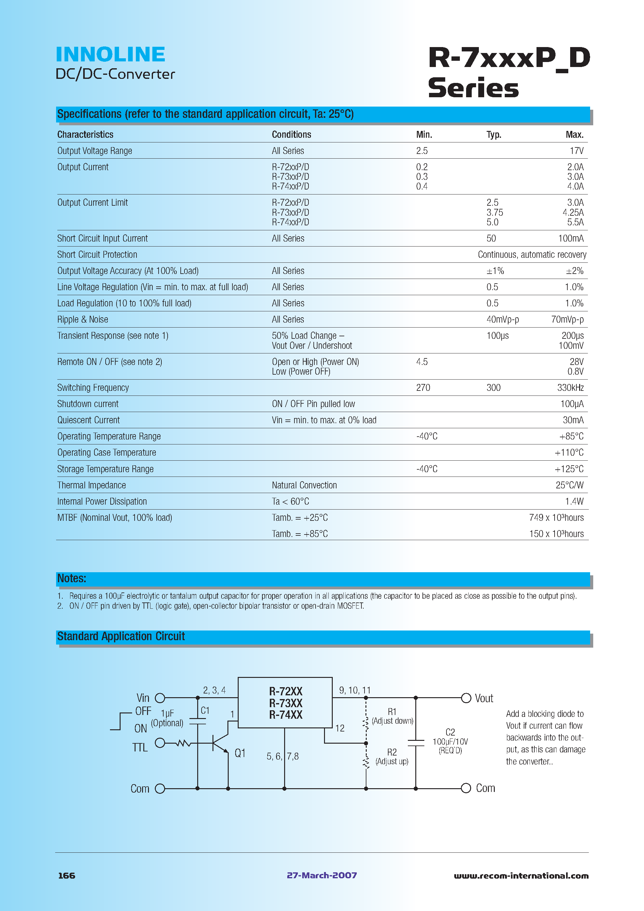 Datasheet R-723.3P - SIP12 Vertical & Horizontal page 2