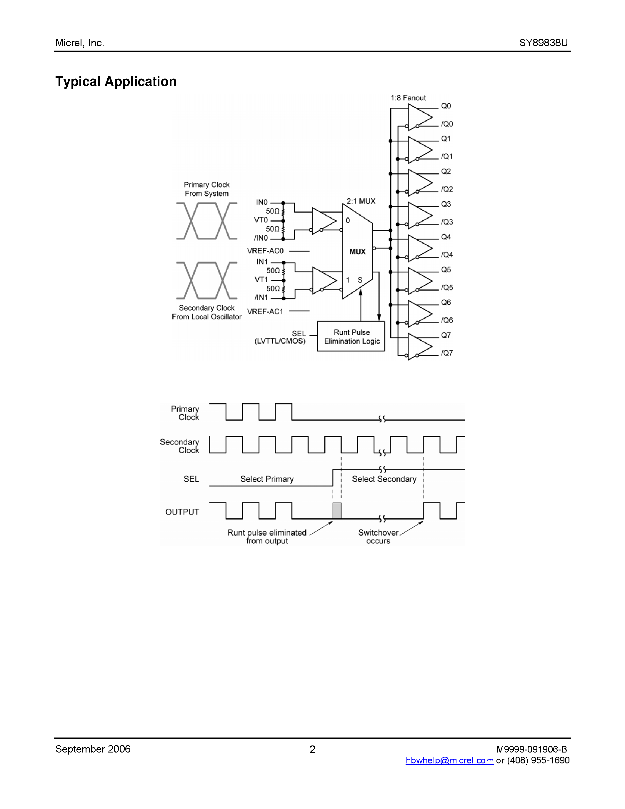 Datasheet SY89838U - Precision 1:8 LVDS Clock Fanout Buffer page 2