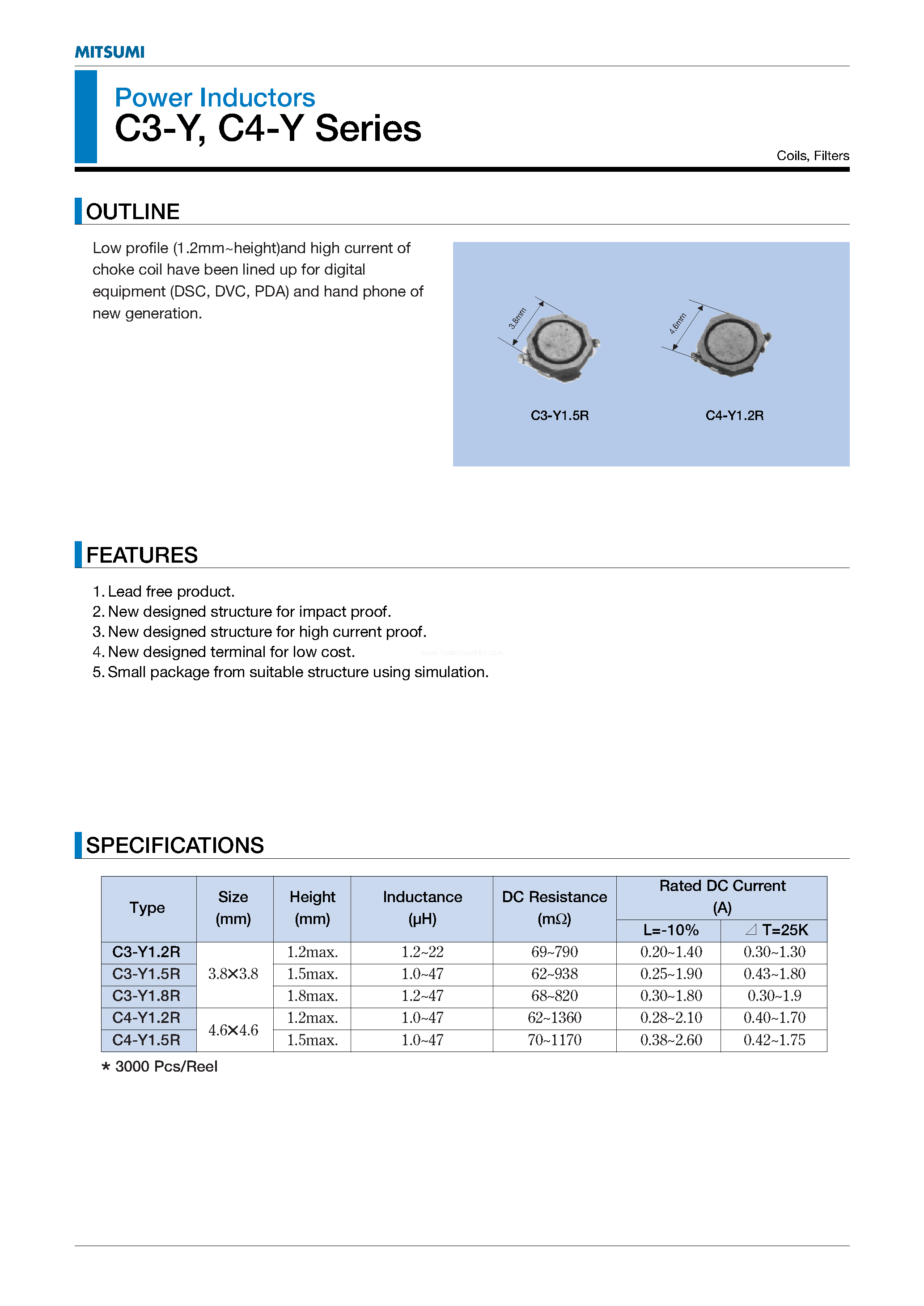 Datasheet C3-Y - Power Inductors page 1